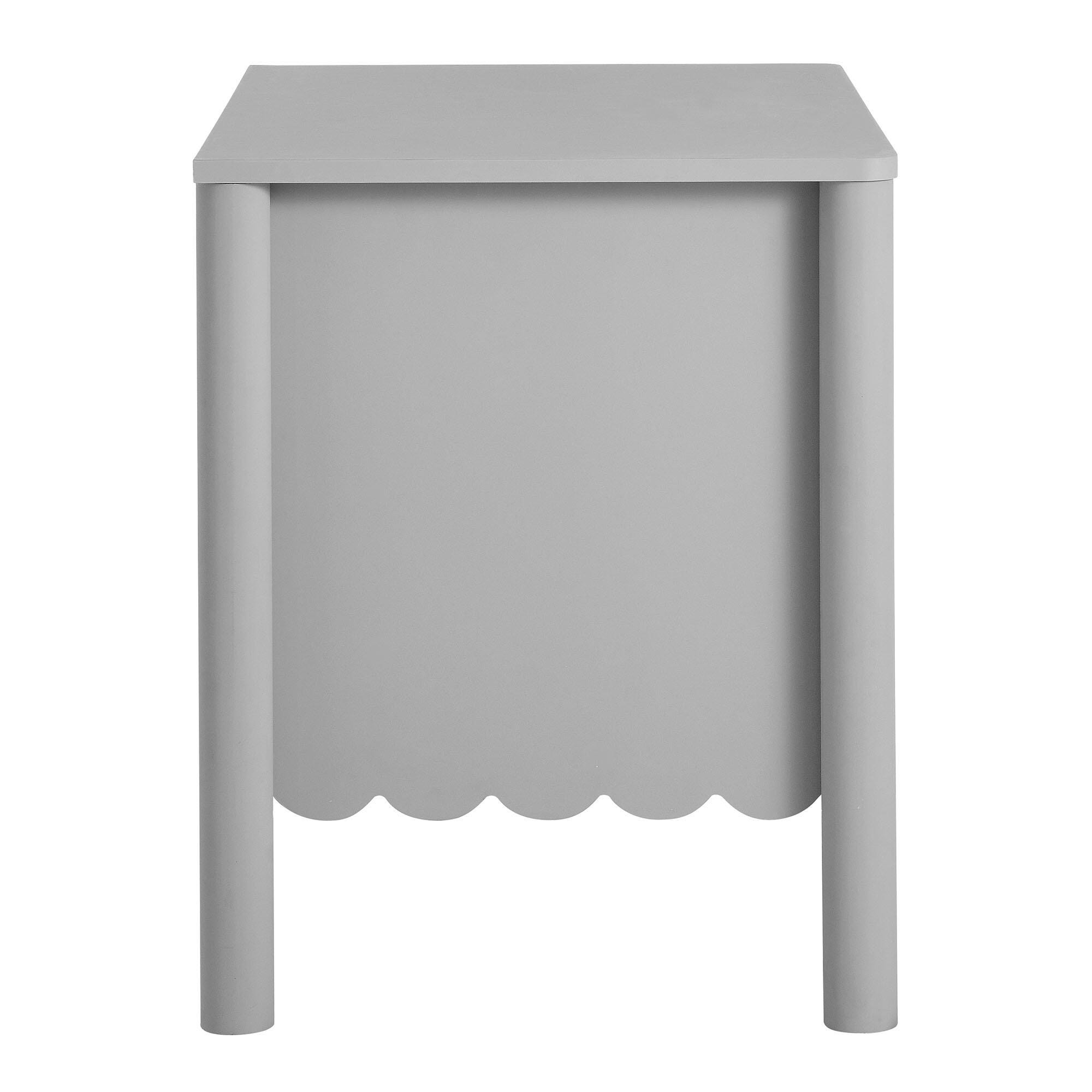 Modway Emmeline Scalloped 25" 2 Drawer Nightstand, Light Gray, large