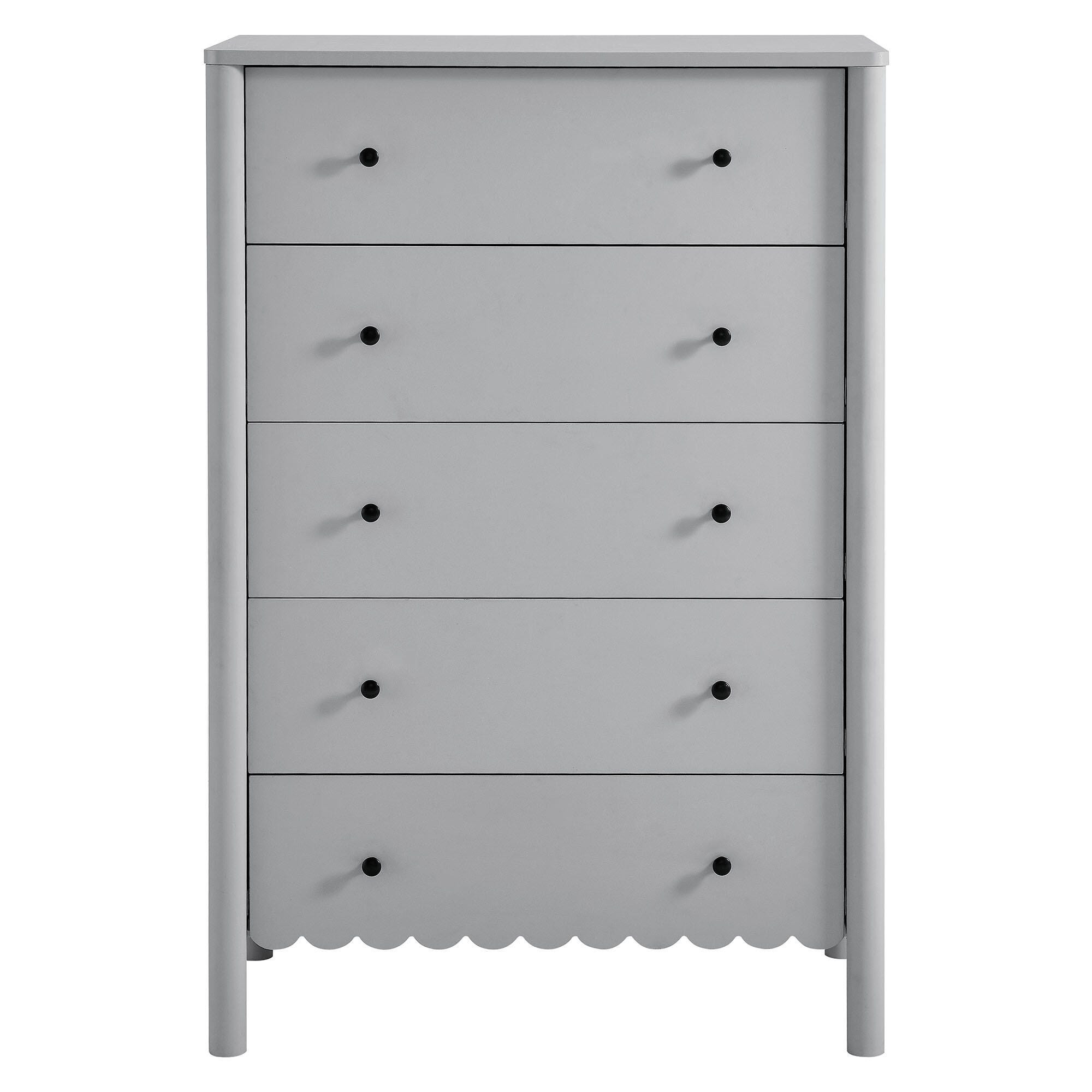 Modway Emmeline Scalloped 34" 5 Drawer Chest, Light Gray, large