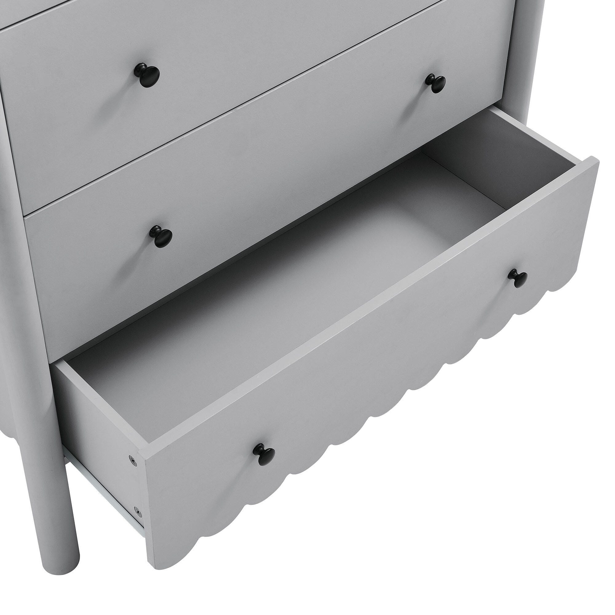Modway Emmeline Scalloped 34" 5 Drawer Chest, Light Gray, large