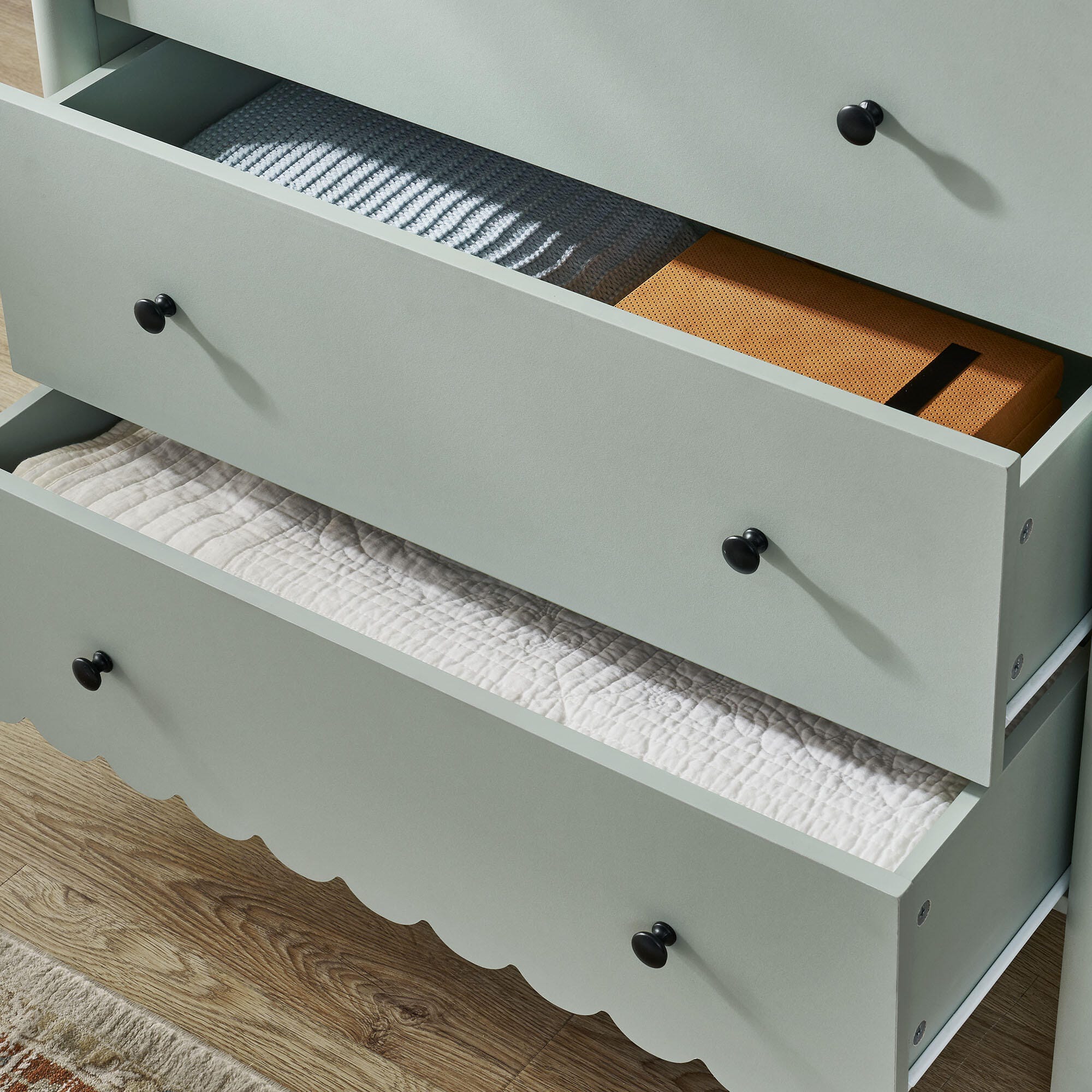Modway Emmeline Scalloped 34" 5 Drawer Chest, Sage, large