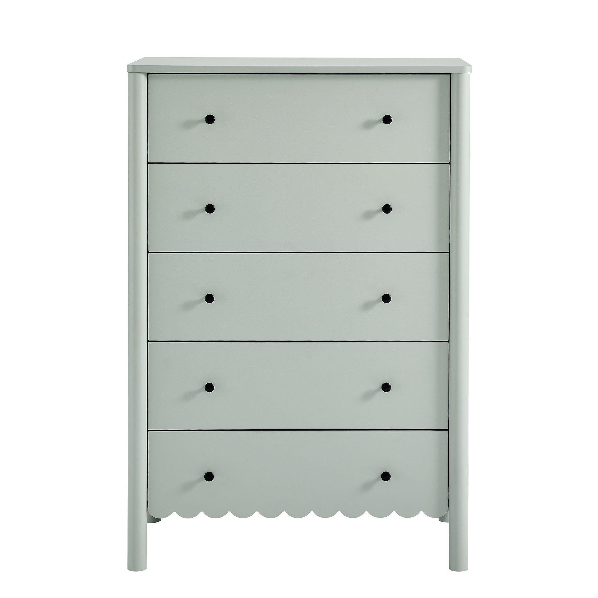 Modway Emmeline Scalloped 34" 5 Drawer Chest, Sage, large