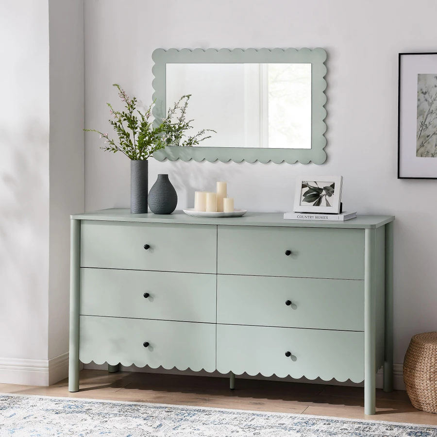 Emmeline Scalloped 6-Drawer Dresser - Sage Emmeline Scalloped 6-Drawer Dresser - Sage