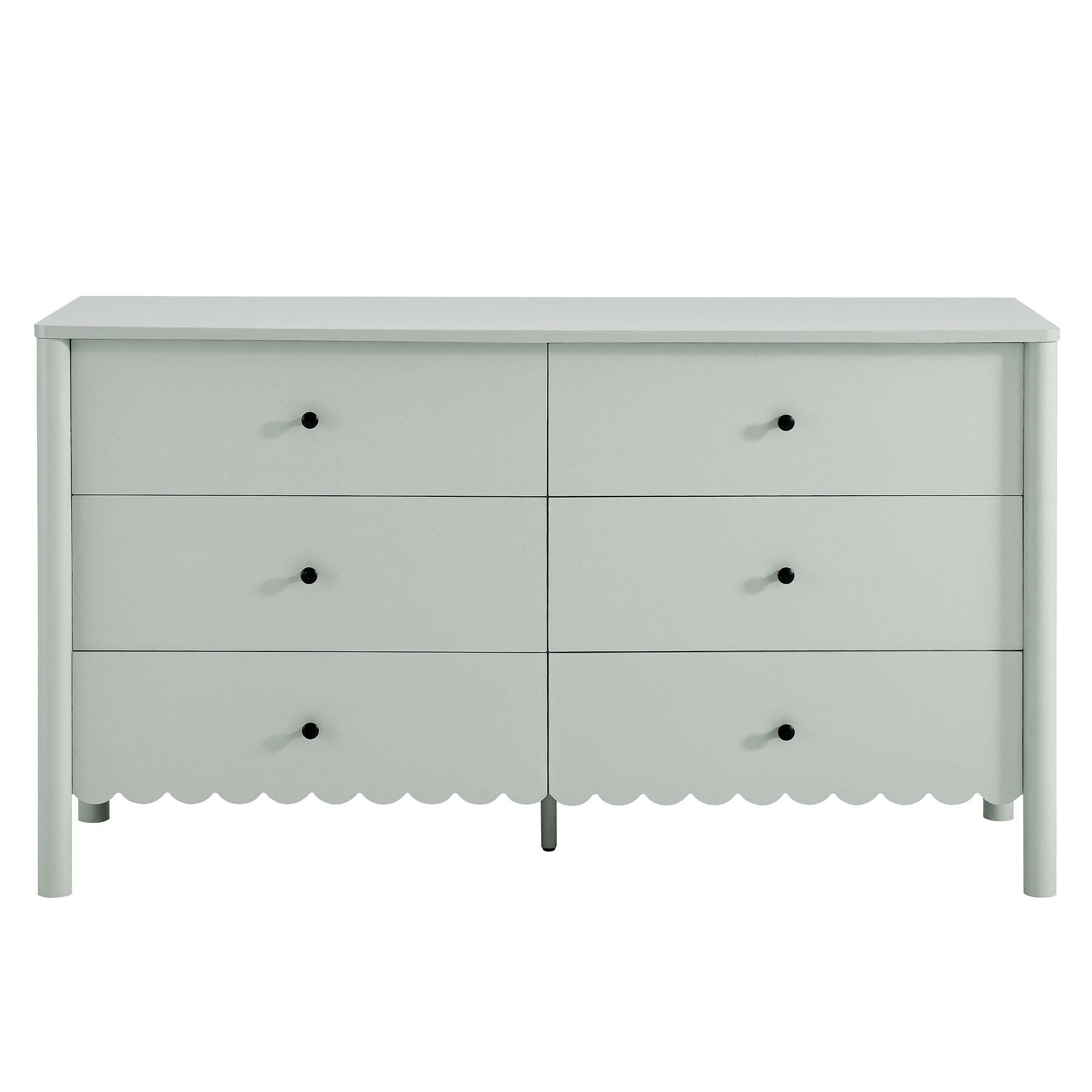 Modway Emmeline Scalloped 59" 6 Drawer Dresser, Sage, large