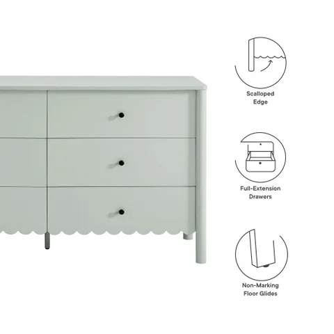 Emmeline Scalloped 6-Drawer Dresser by Modway - Sage Emmeline Scalloped 6-Drawer Dresser by Modway - Sage