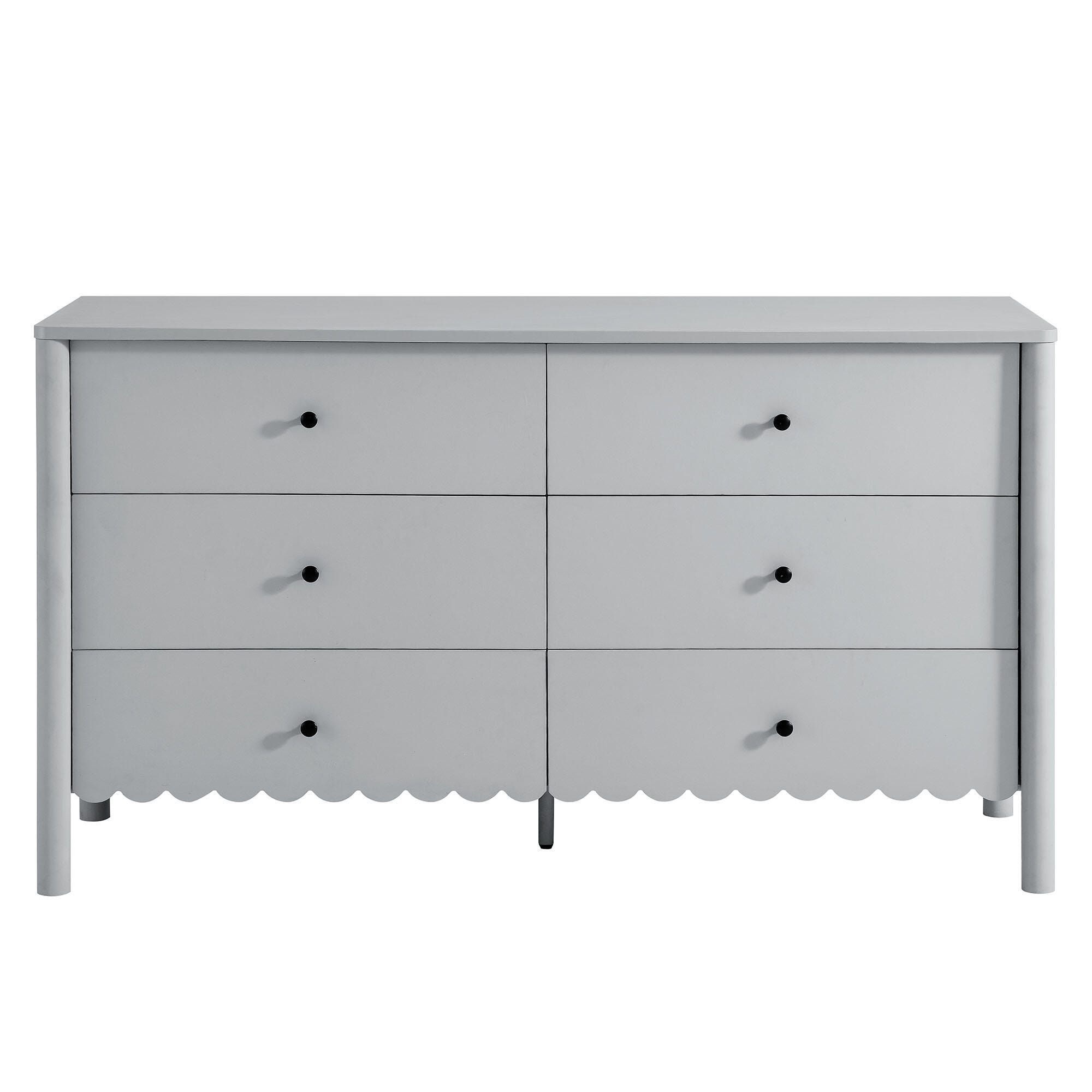 Modway Emmeline Scalloped 59" 6 Drawer Dresser, Light Gray, large