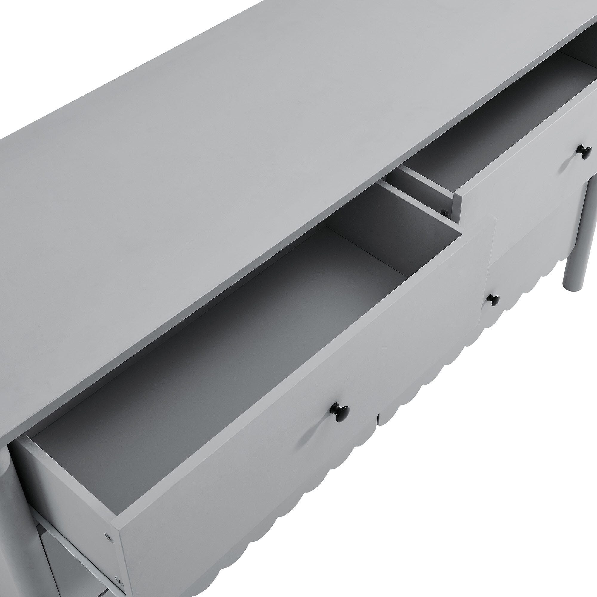 Modway Emmeline Scalloped 59" 6 Drawer Dresser, Light Gray, large