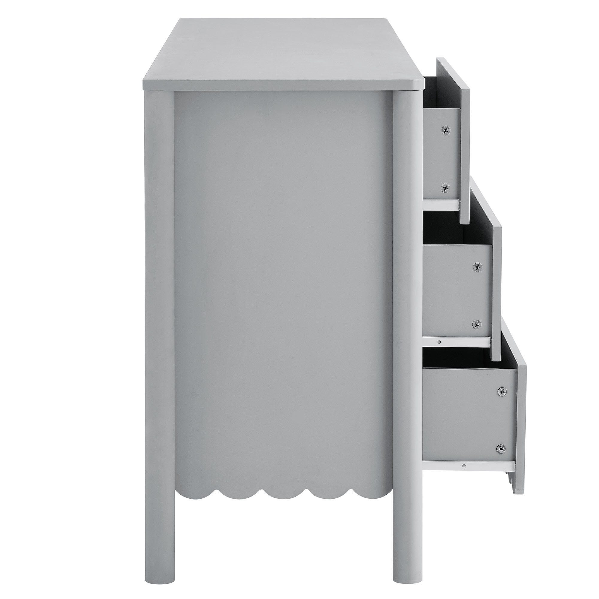 Modway Emmeline Scalloped 59" 6 Drawer Dresser, Light Gray, large