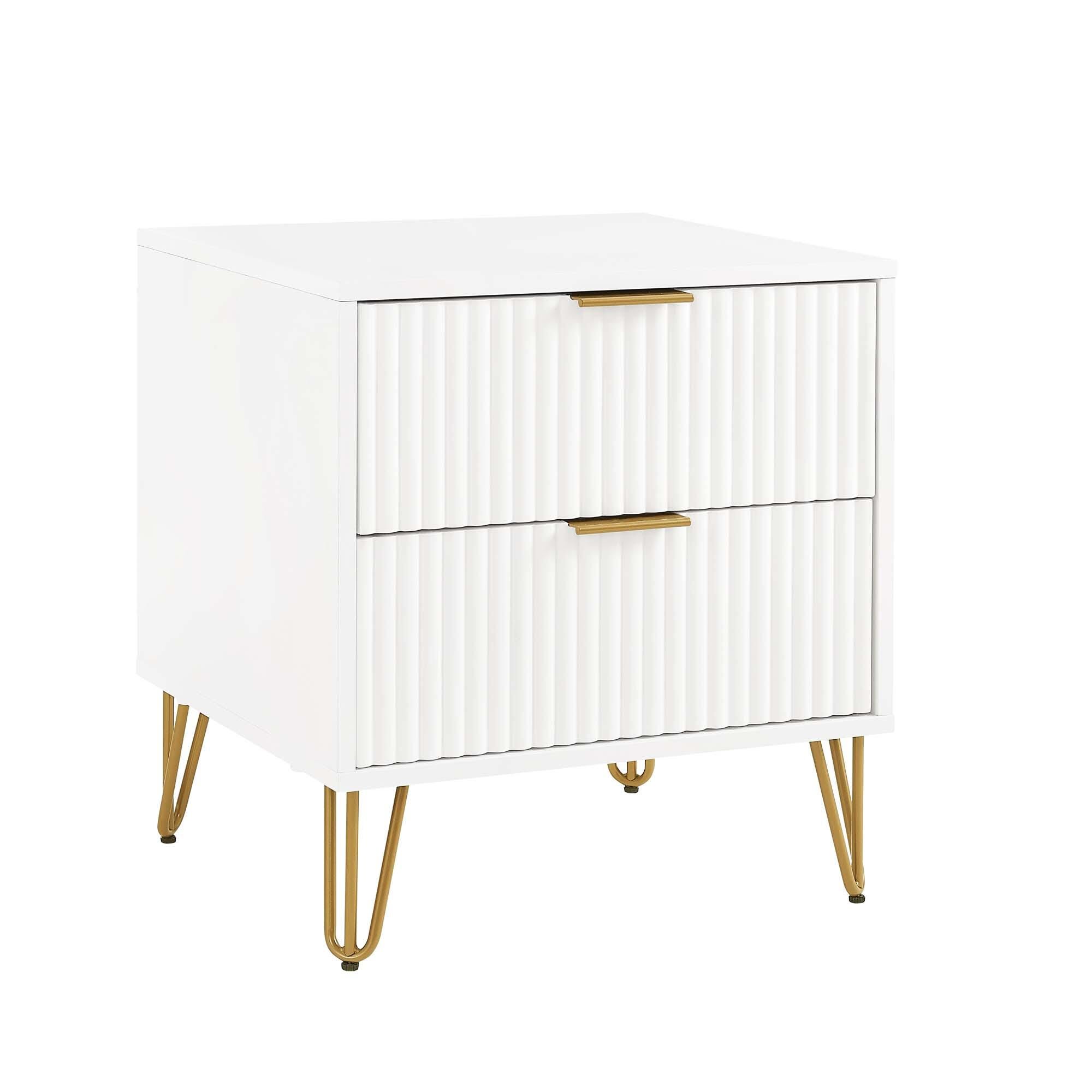 Manhattan Comfort DUMBO 20" 2 Drawer Nightstand, White, large