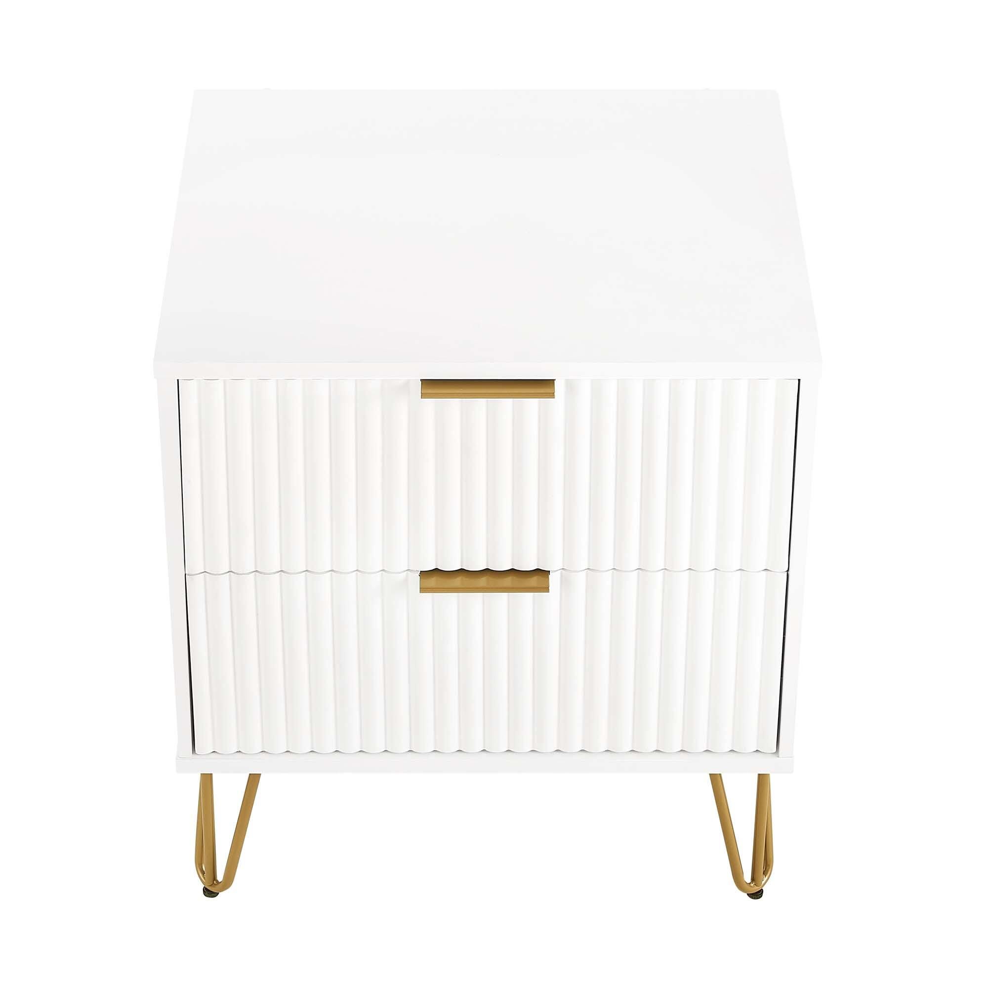 Manhattan Comfort DUMBO 20" 2 Drawer Nightstand, White, large
