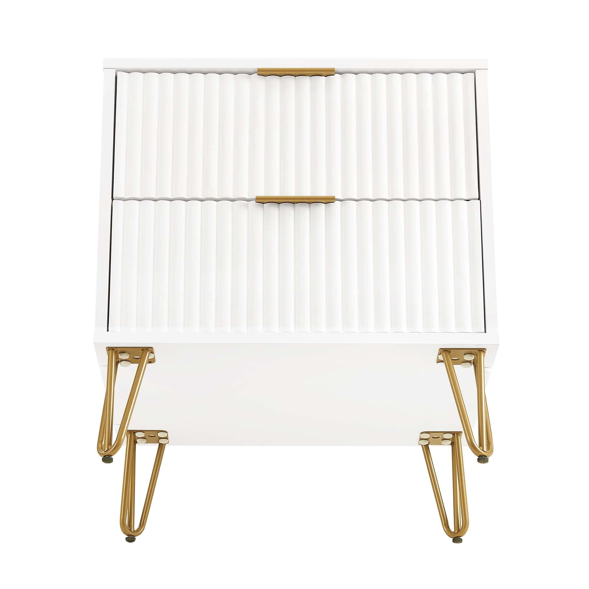 Manhattan Comfort DUMBO 20" 2 Drawer Nightstand, White, large
