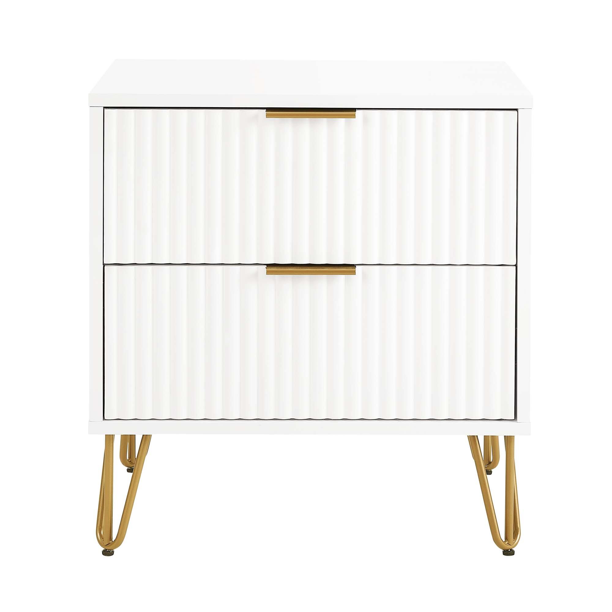 Manhattan Comfort DUMBO 20" 2 Drawer Nightstand, White, large