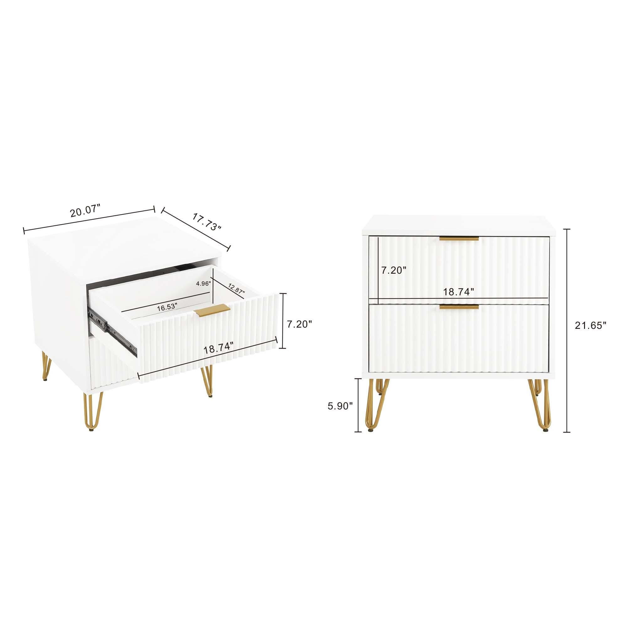 Manhattan Comfort DUMBO 20" 2 Drawer Nightstand, White, large