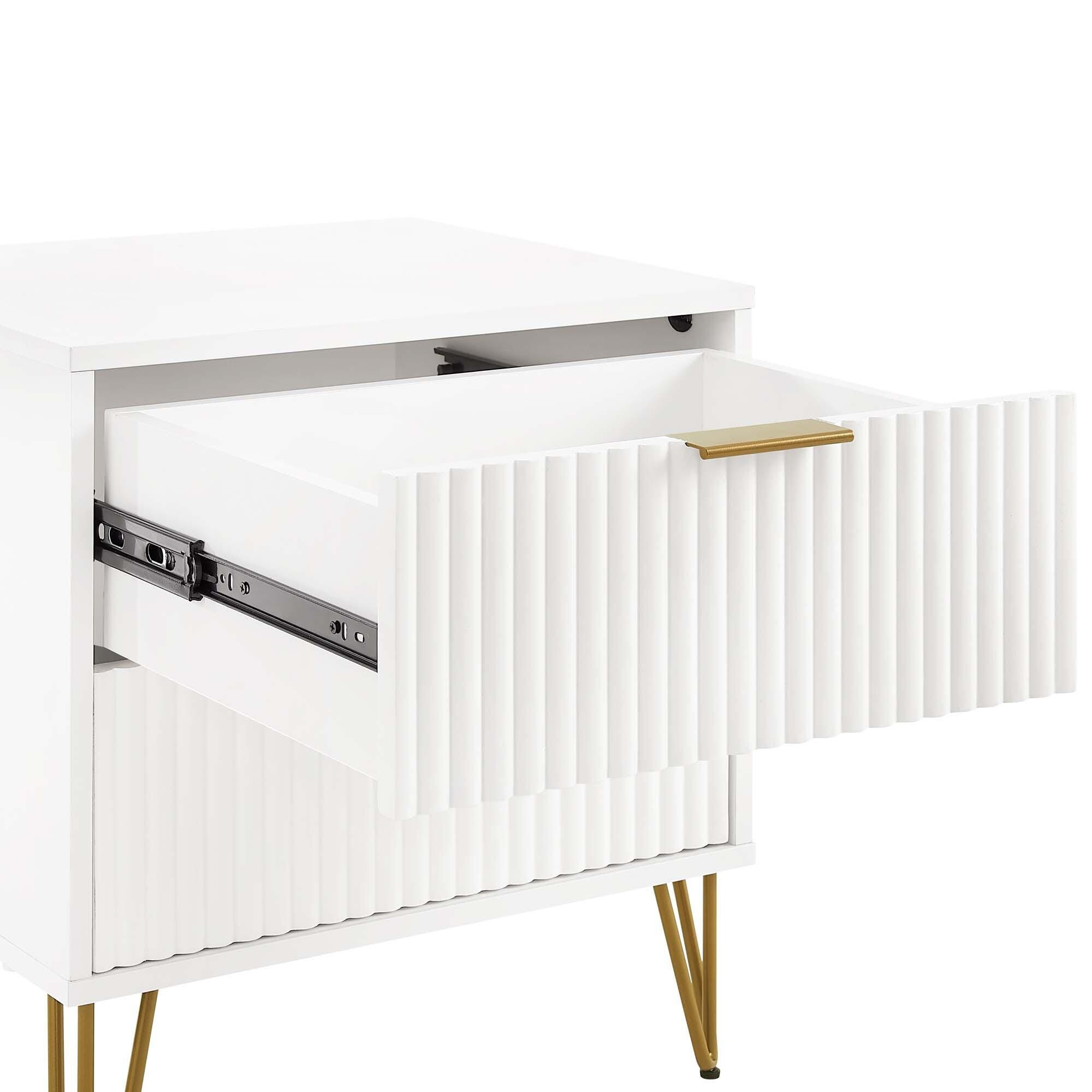 Manhattan Comfort DUMBO 20" 2 Drawer Nightstand, White, large