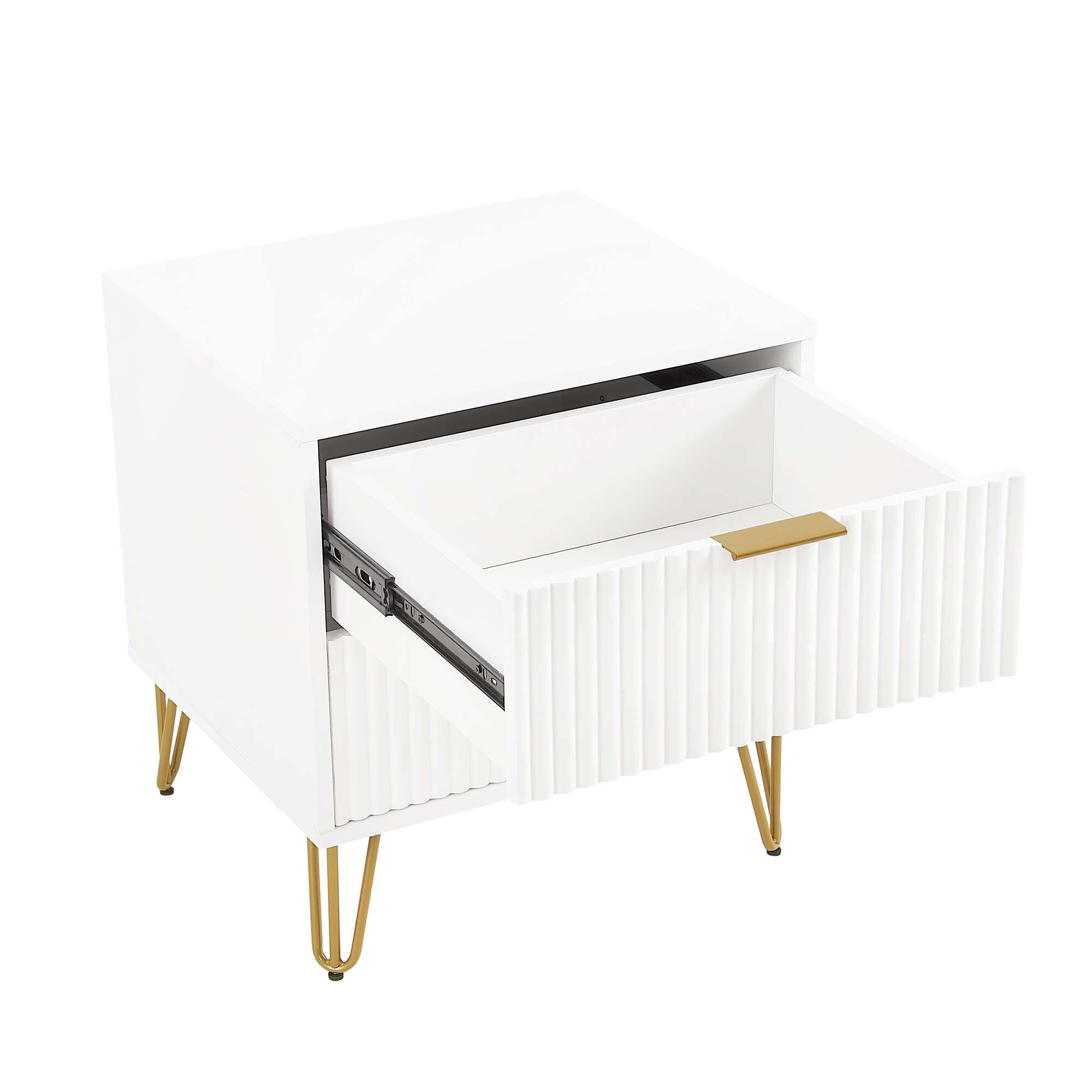 Manhattan Comfort DUMBO 20" 2 Drawer Nightstand, White, large