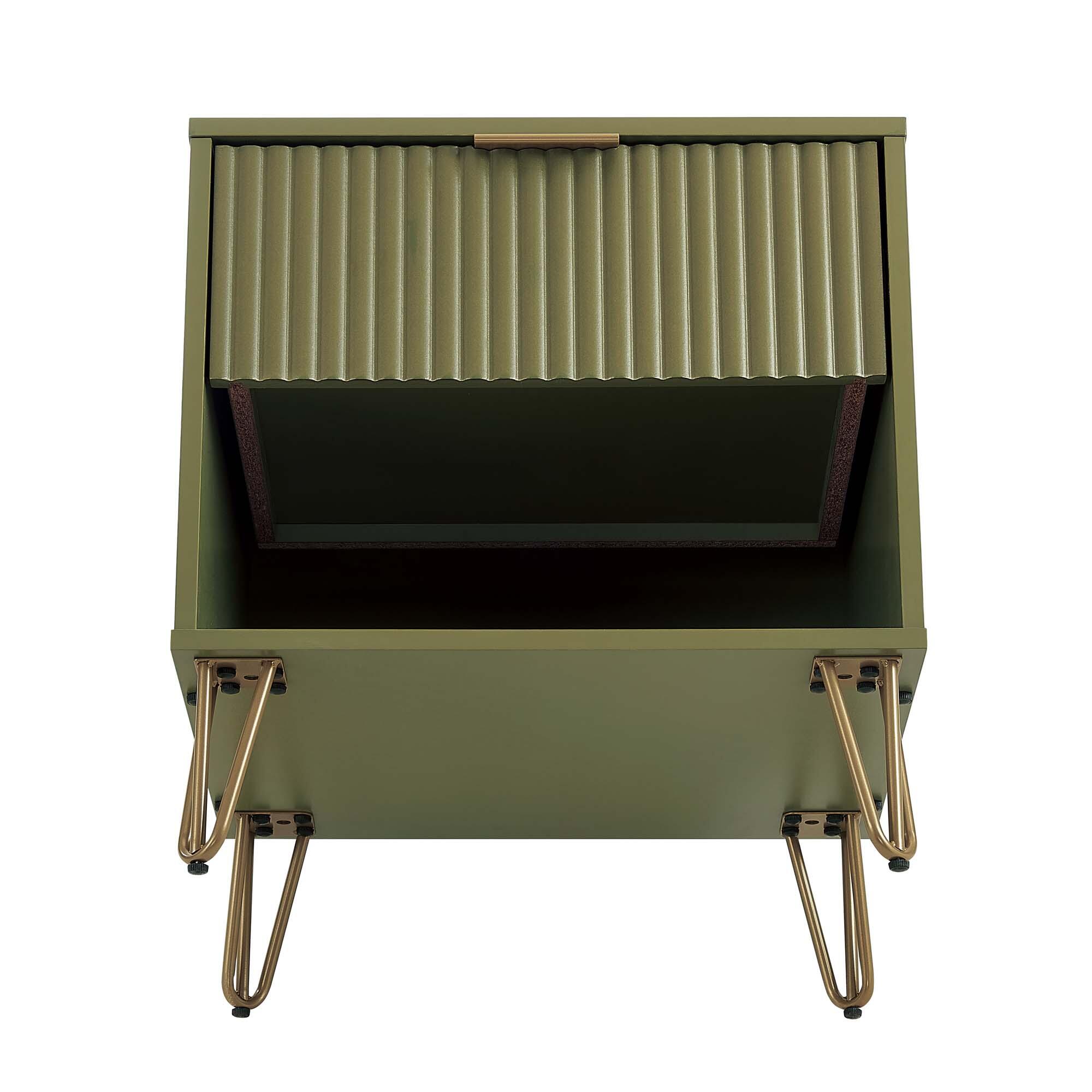 Manhattan Comfort DUMBO 20" 1 Drawer Nightstand, Olive Green, large
