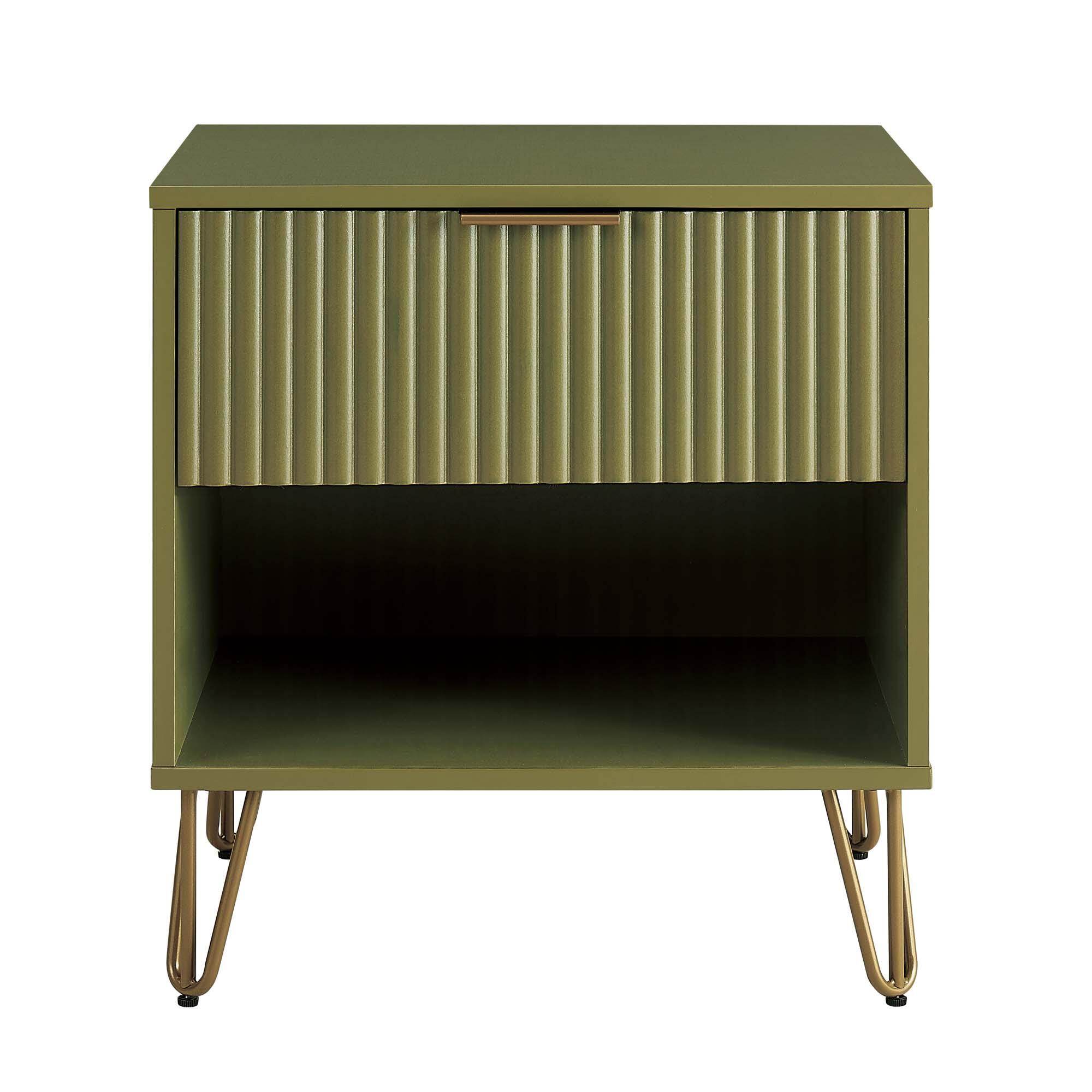Manhattan Comfort DUMBO 20" 1 Drawer Nightstand, Olive Green, large