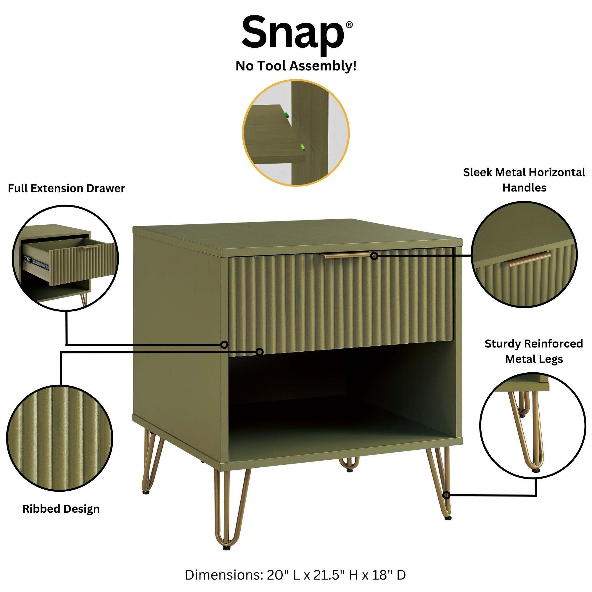 Manhattan Comfort DUMBO 20" 1 Drawer Nightstand, Olive Green, large