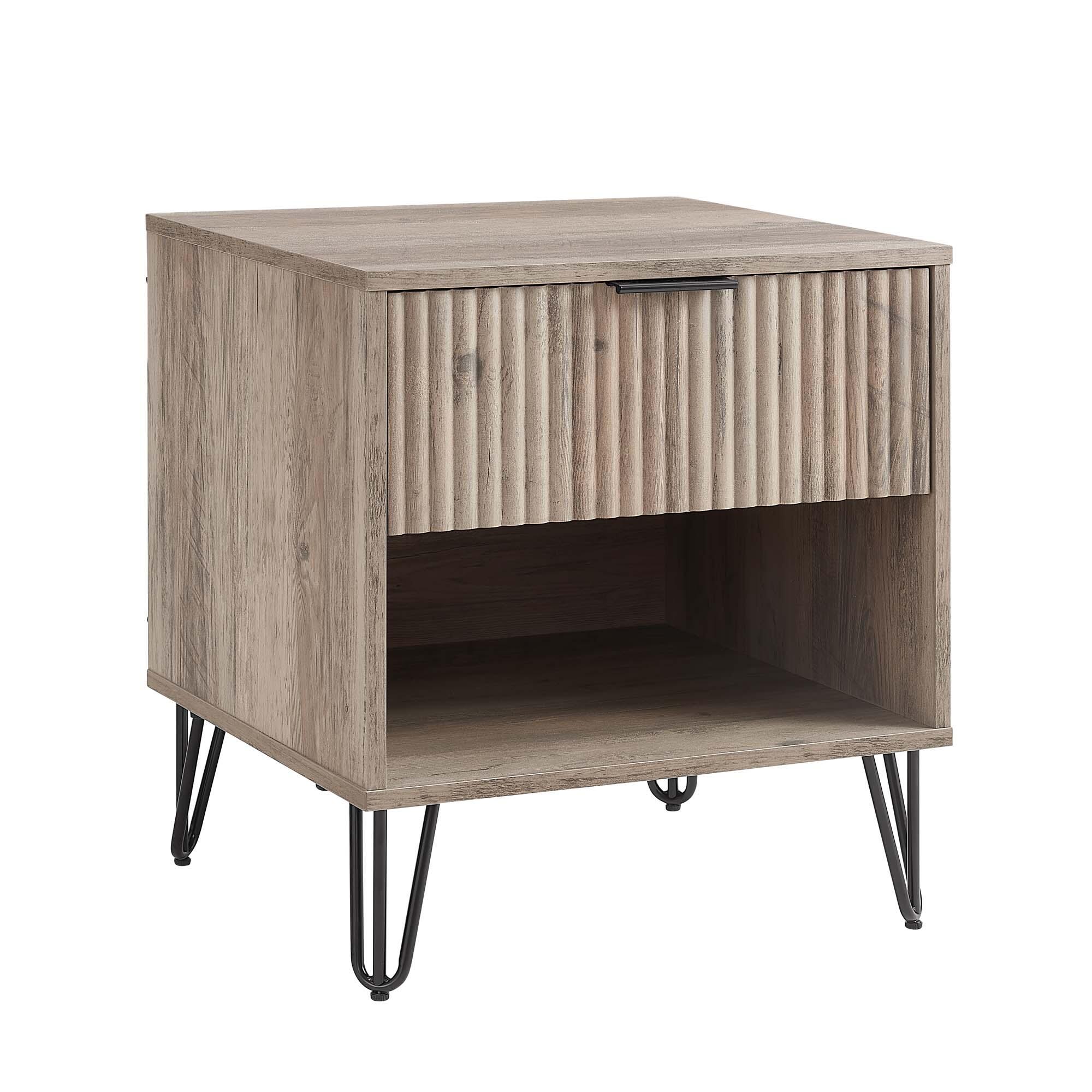Manhattan Comfort DUMBO 20" 1 Drawer Nightstand, Rustic Gray, large