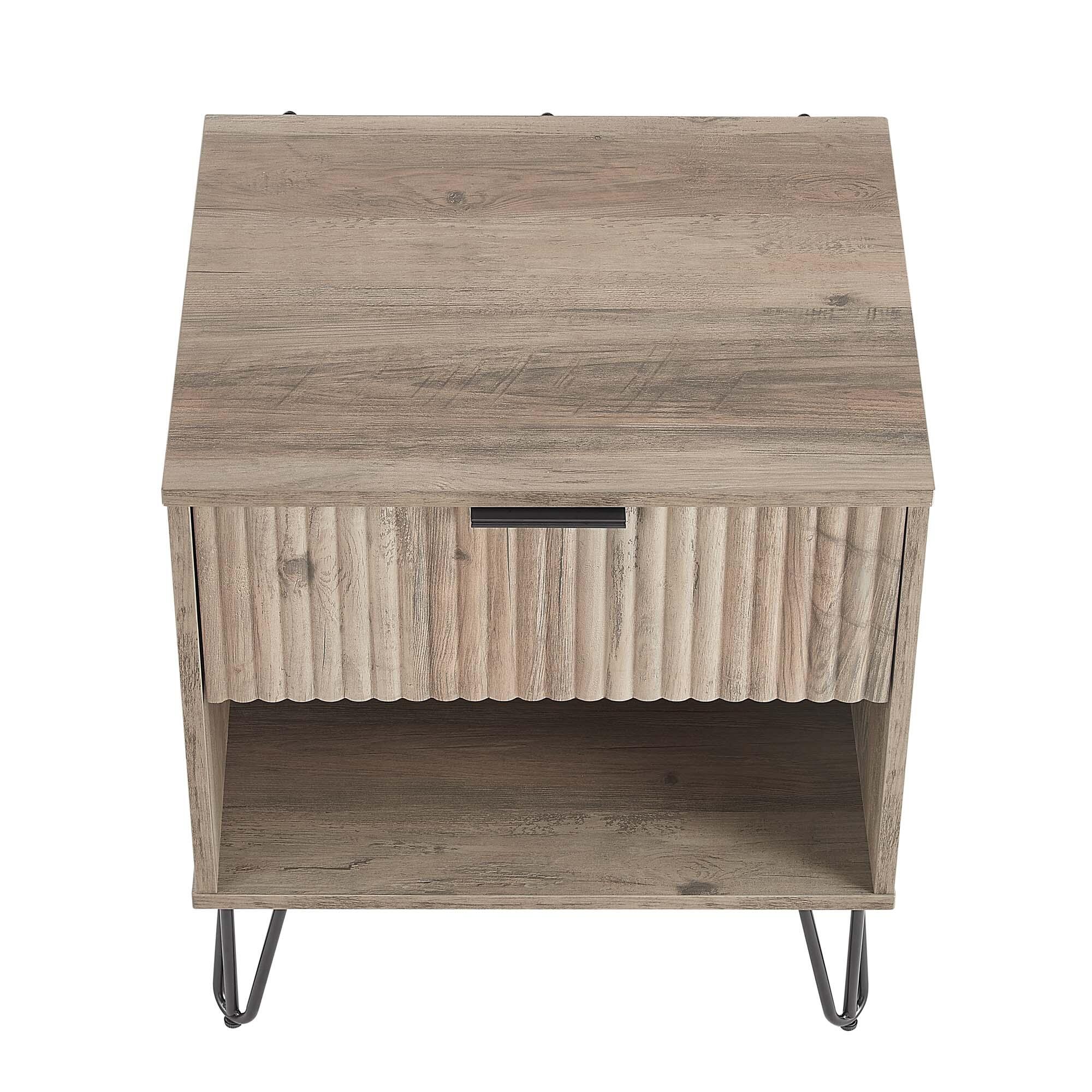 Manhattan Comfort DUMBO 20" 1 Drawer Nightstand, Rustic Gray, large