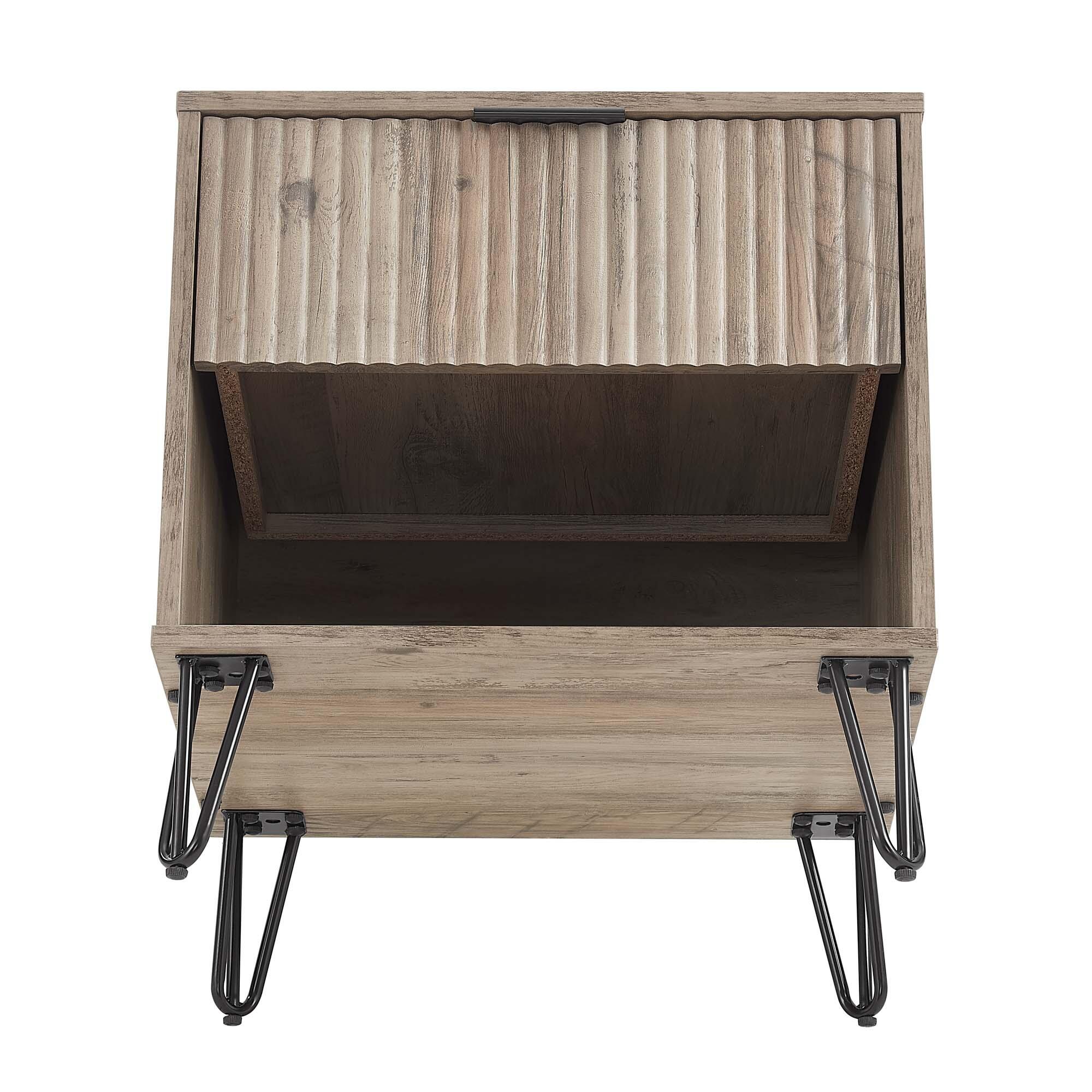 Manhattan Comfort DUMBO 20" 1 Drawer Nightstand, Rustic Gray, large