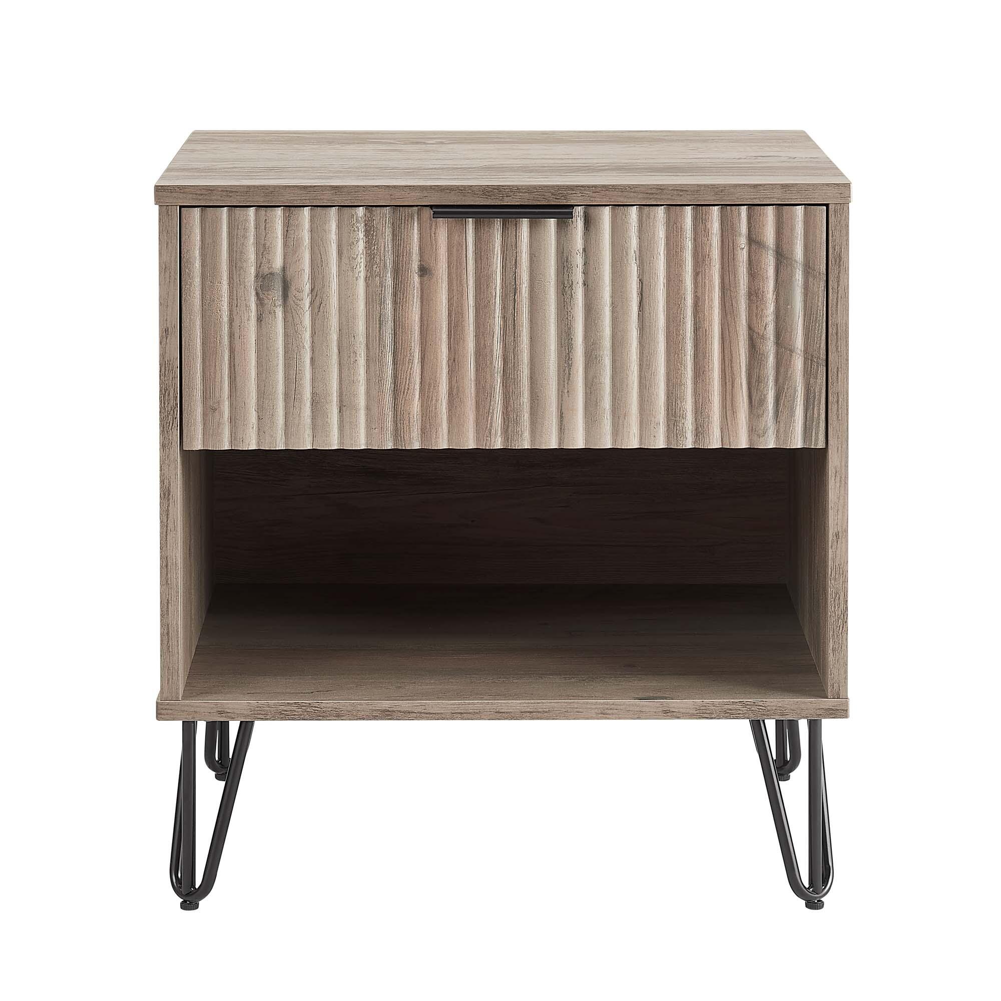 Manhattan Comfort DUMBO 20" 1 Drawer Nightstand, Rustic Gray, large