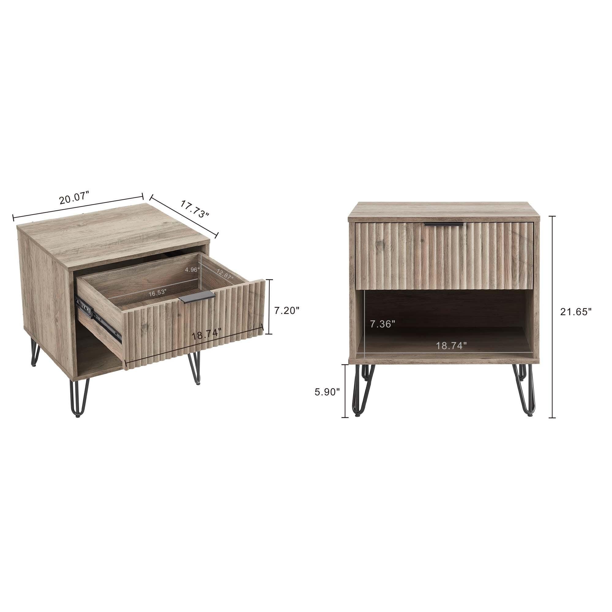 Manhattan Comfort DUMBO 20" 1 Drawer Nightstand, Rustic Gray, large