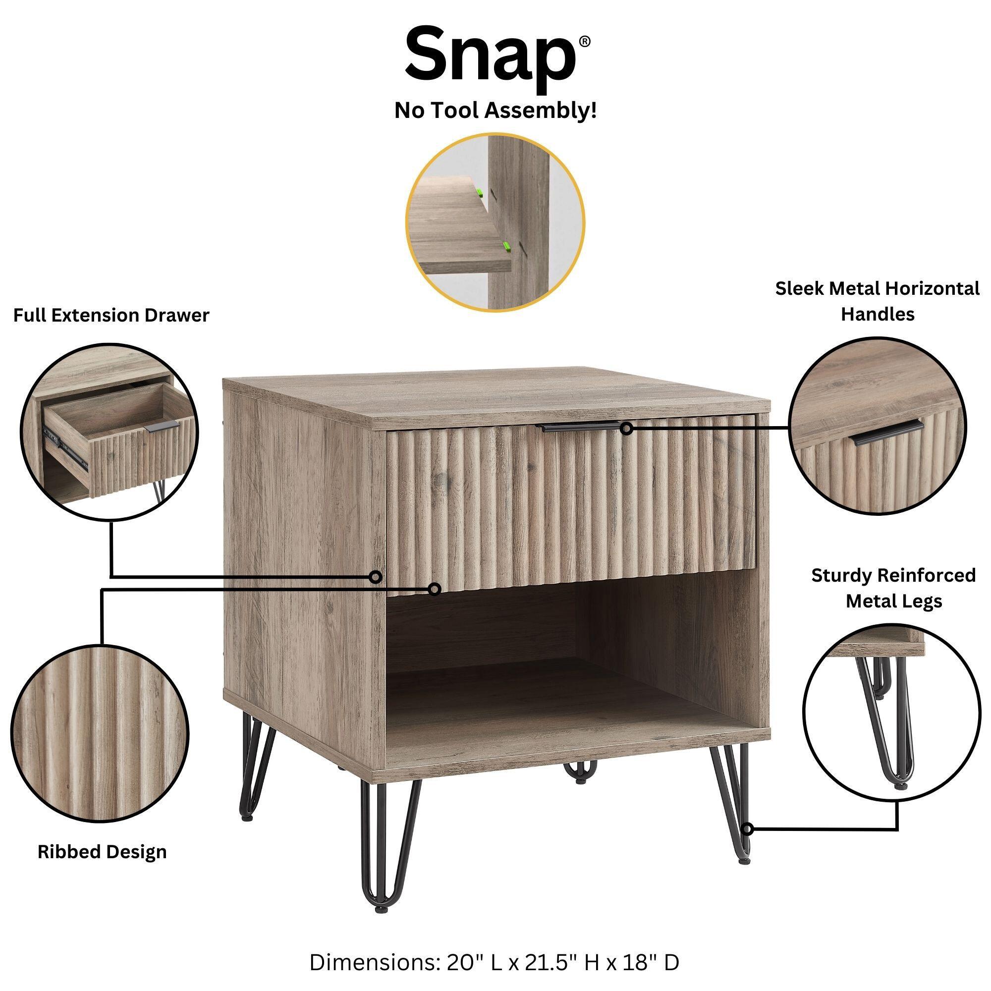 Manhattan Comfort DUMBO 20" 1 Drawer Nightstand, Rustic Gray, large