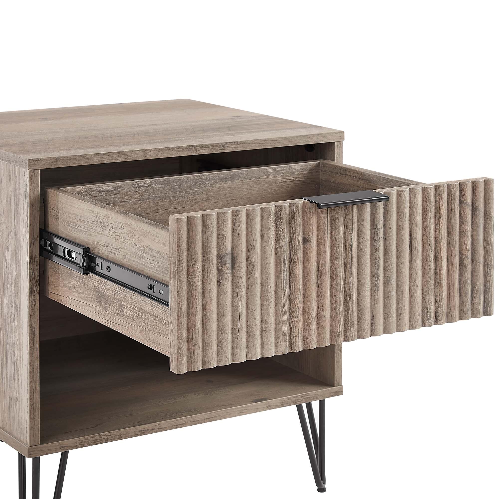 Manhattan Comfort DUMBO 20" 1 Drawer Nightstand, Rustic Gray, large