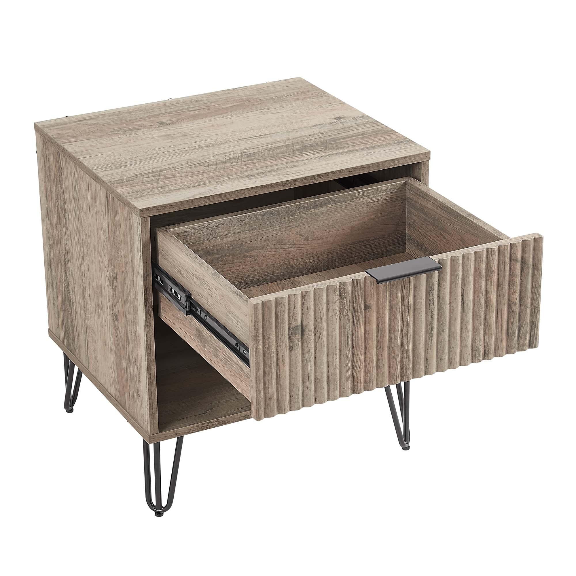 Manhattan Comfort DUMBO 20" 1 Drawer Nightstand, Rustic Gray, large