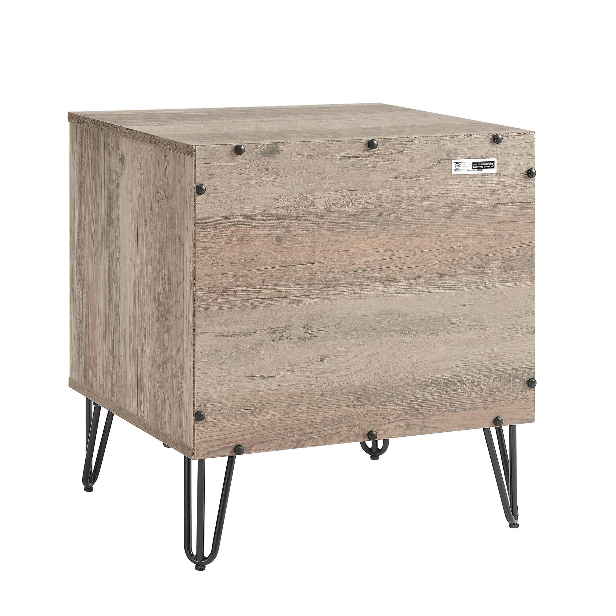 Manhattan Comfort DUMBO 20" 1 Drawer Nightstand, Rustic Gray, large