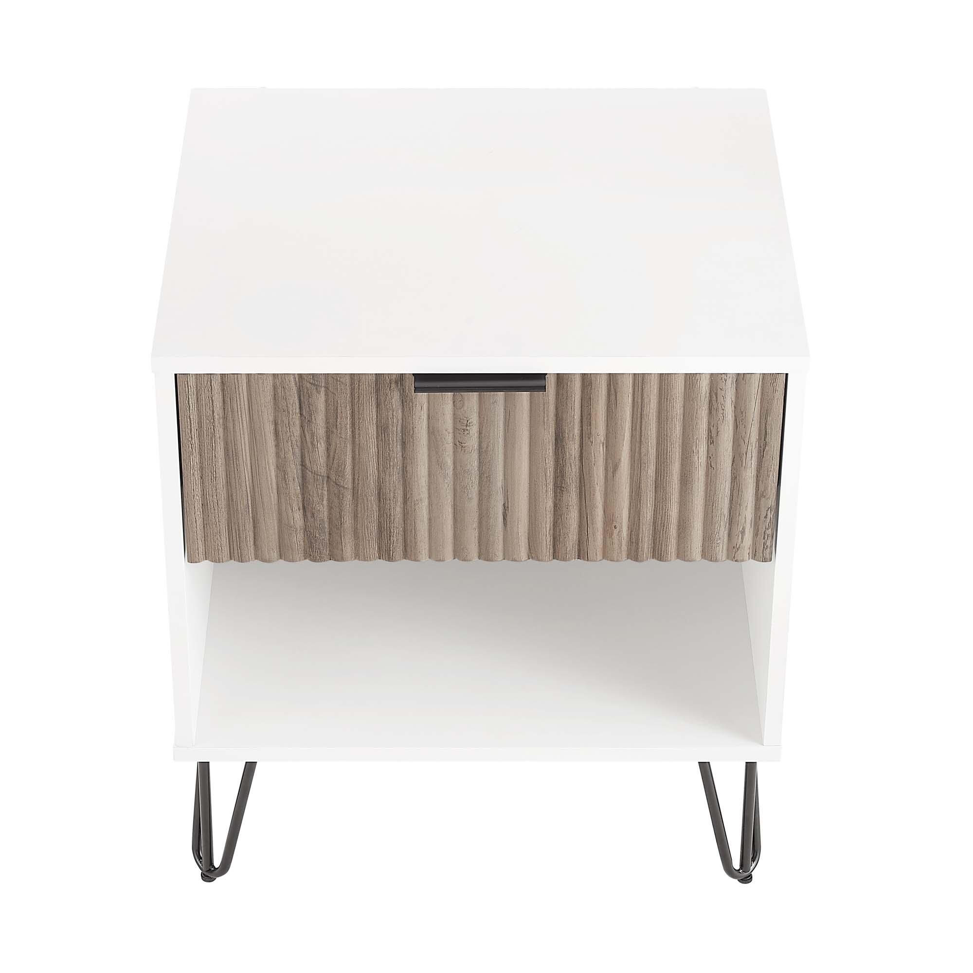 Manhattan Comfort DUMBO 20" 1 Drawer Nightstand, White/Rustic Gray, large