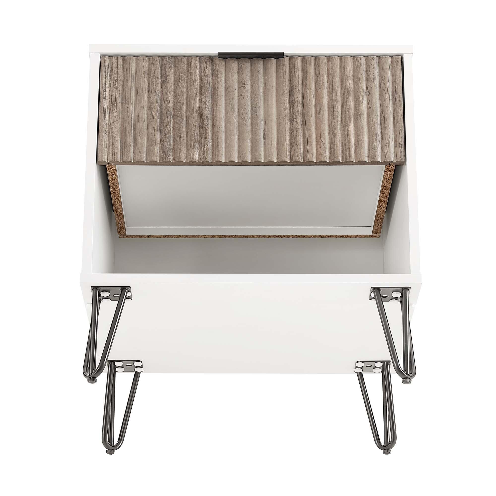 Manhattan Comfort DUMBO 20" 1 Drawer Nightstand, White/Rustic Gray, large