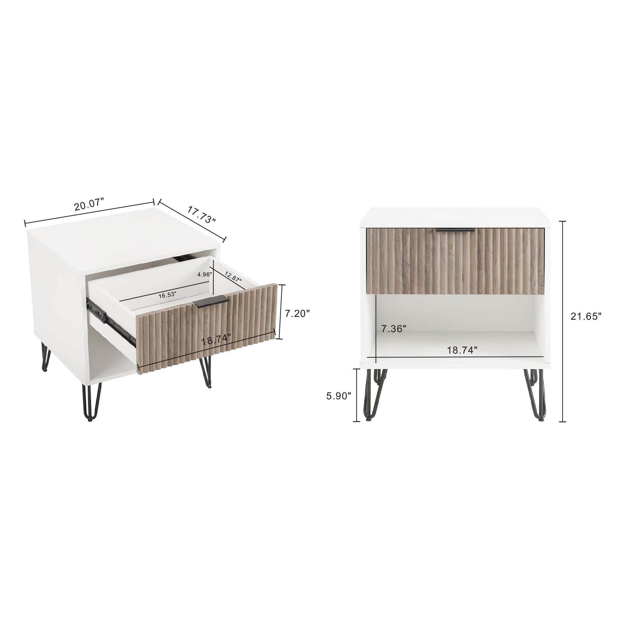 Manhattan Comfort DUMBO 20" 1 Drawer Nightstand, White/Rustic Gray, large