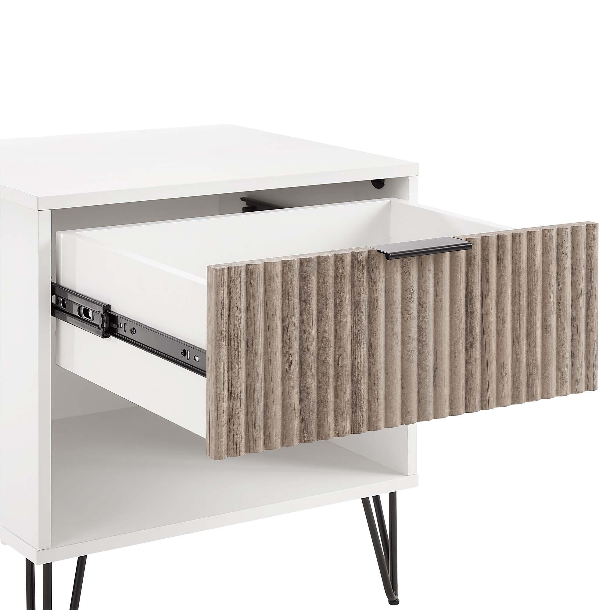 Manhattan Comfort DUMBO 20" 1 Drawer Nightstand, White/Rustic Gray, large