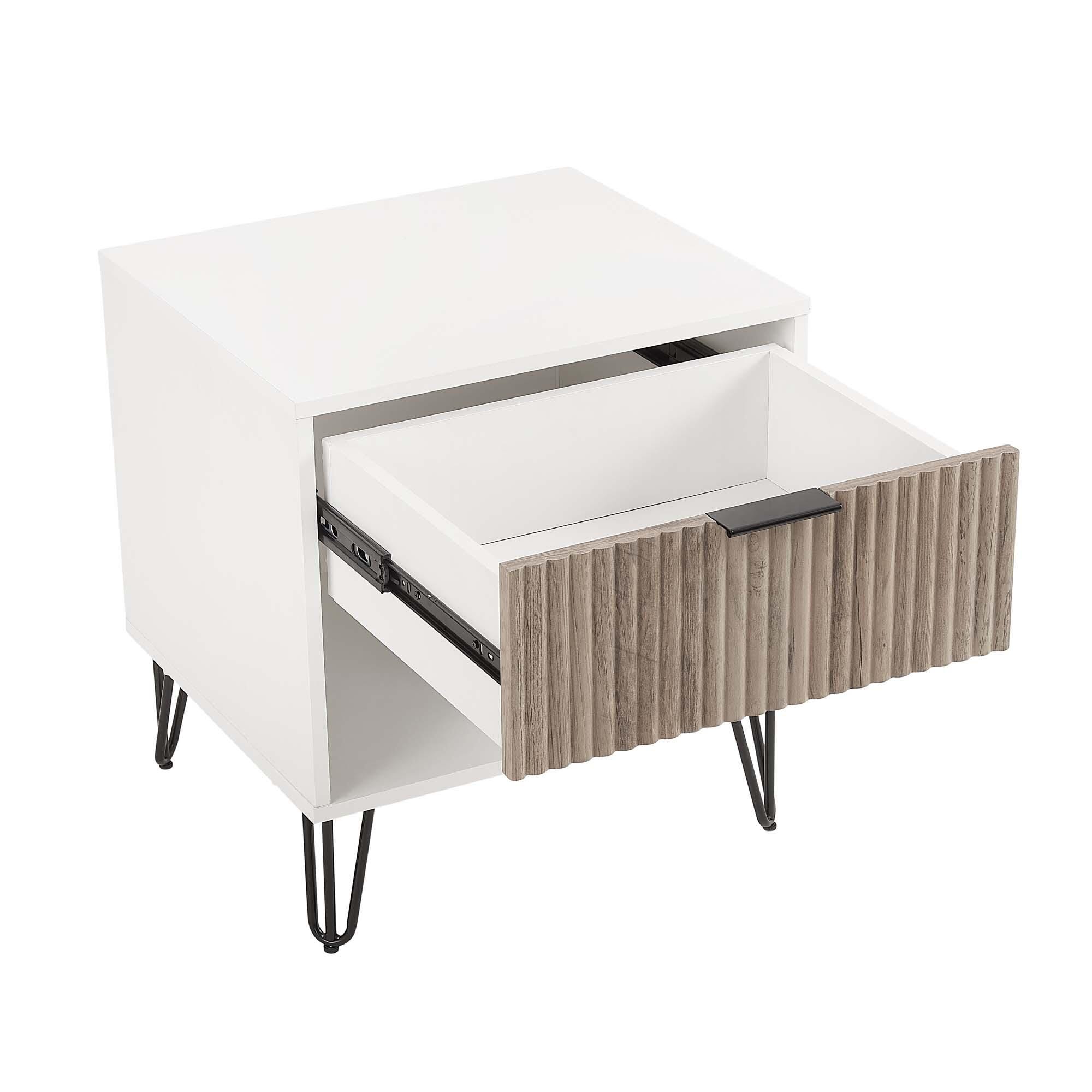 Manhattan Comfort DUMBO 20" 1 Drawer Nightstand, White/Rustic Gray, large