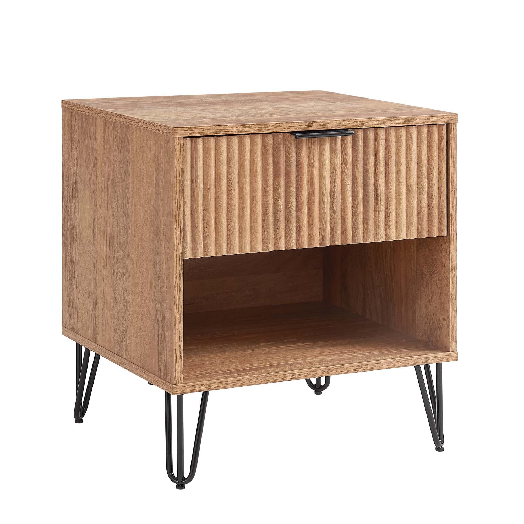Manhattan Comfort DUMBO 20" 1 Drawer Nightstand, Golden Brown, large