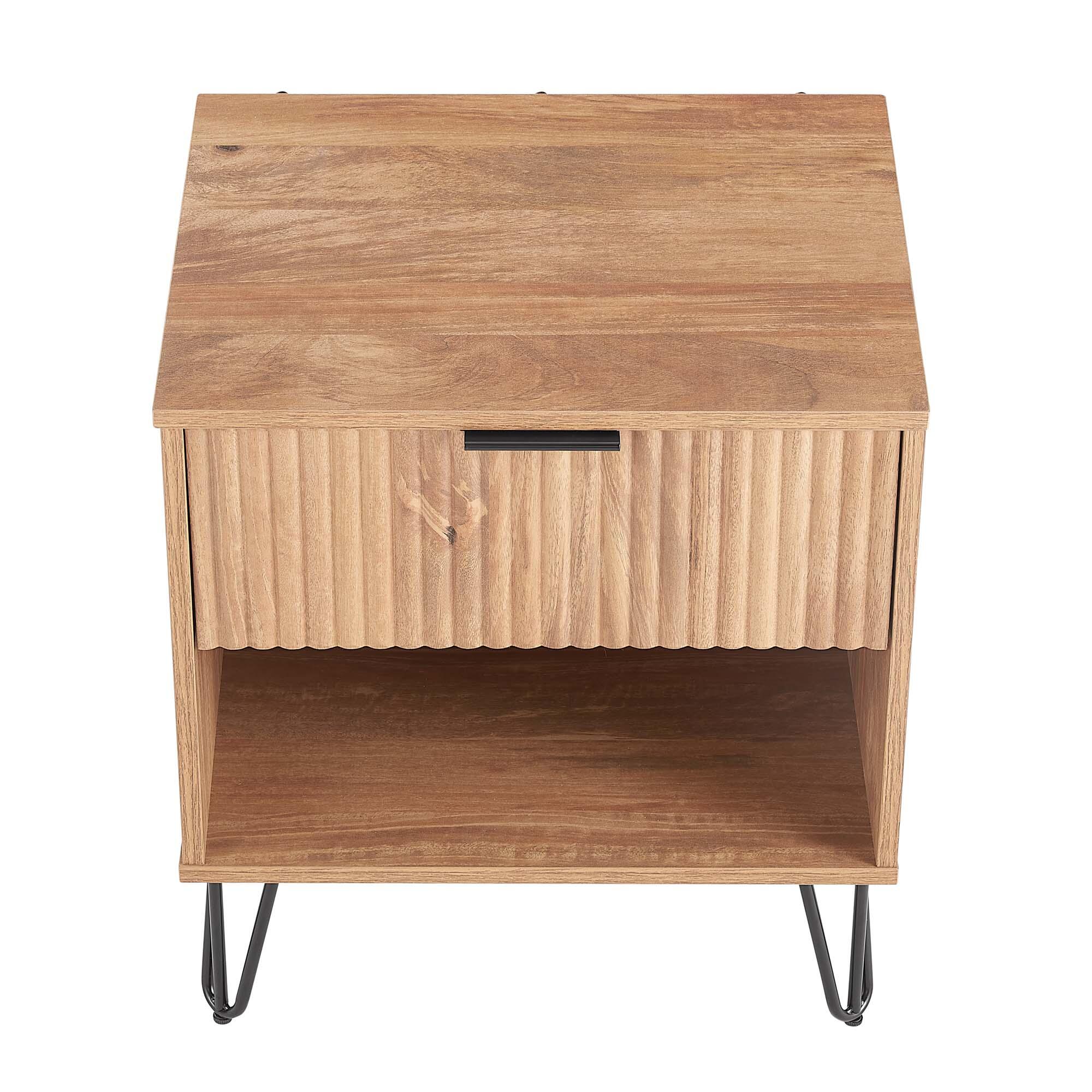 Manhattan Comfort DUMBO 20" 1 Drawer Nightstand, Golden Brown, large