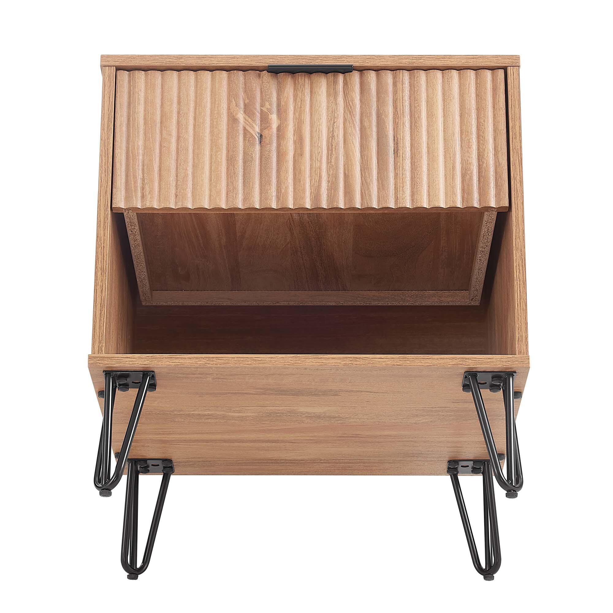 Manhattan Comfort DUMBO 20" 1 Drawer Nightstand, Golden Brown, large