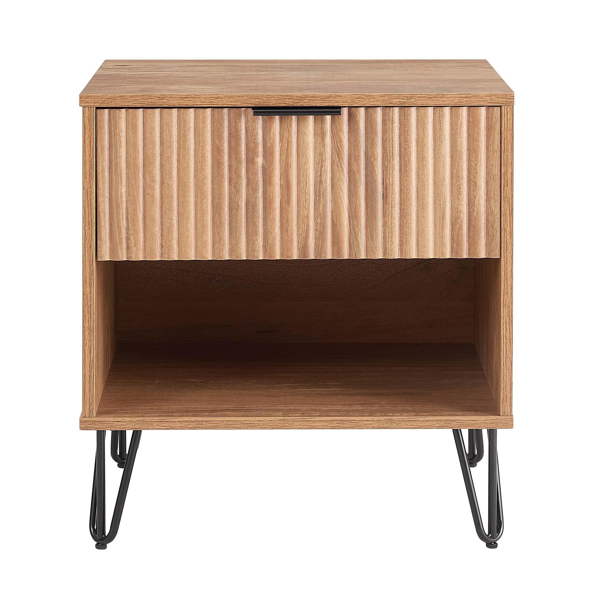 Manhattan Comfort DUMBO 20" 1 Drawer Nightstand, Golden Brown, large