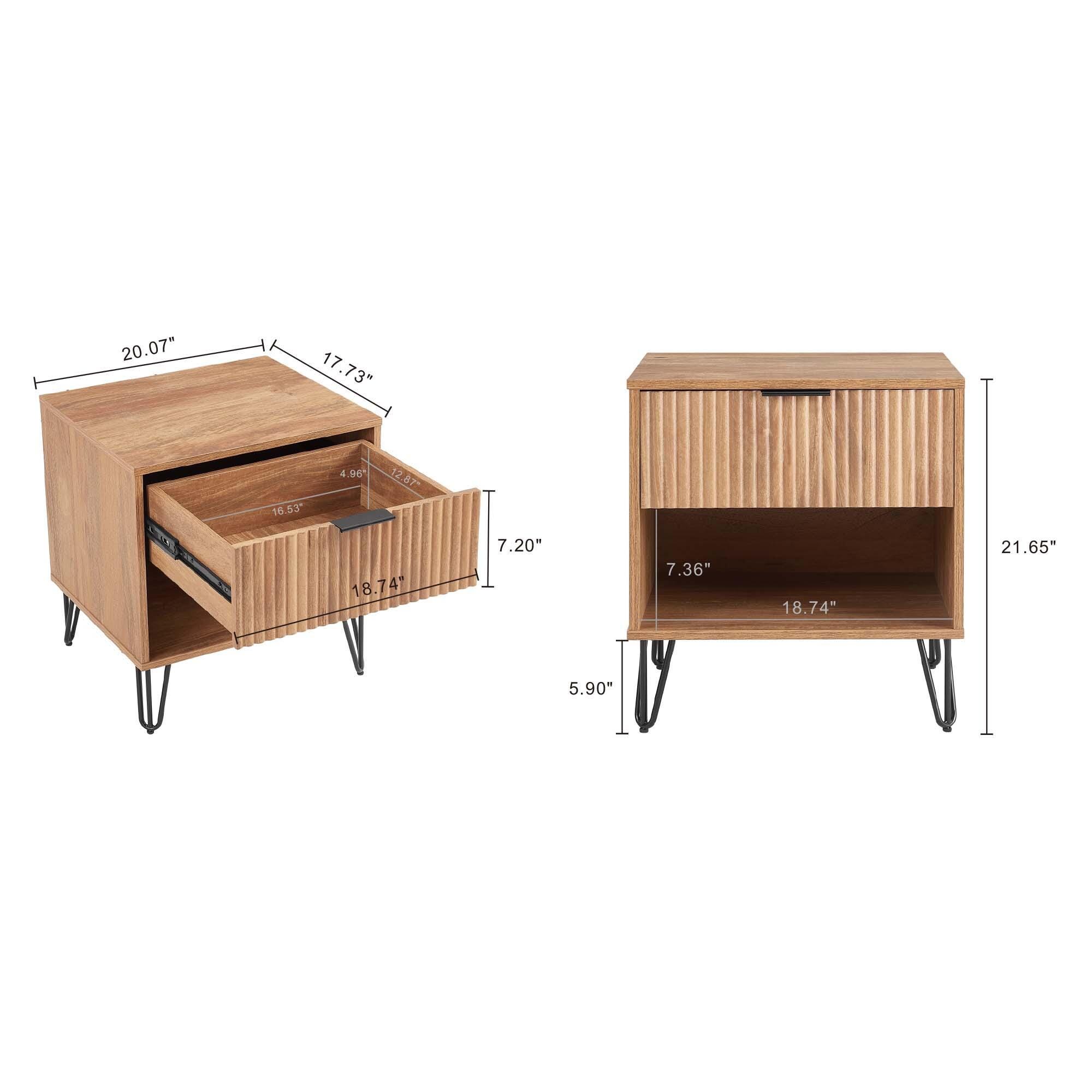Manhattan Comfort DUMBO 20" 1 Drawer Nightstand, Golden Brown, large