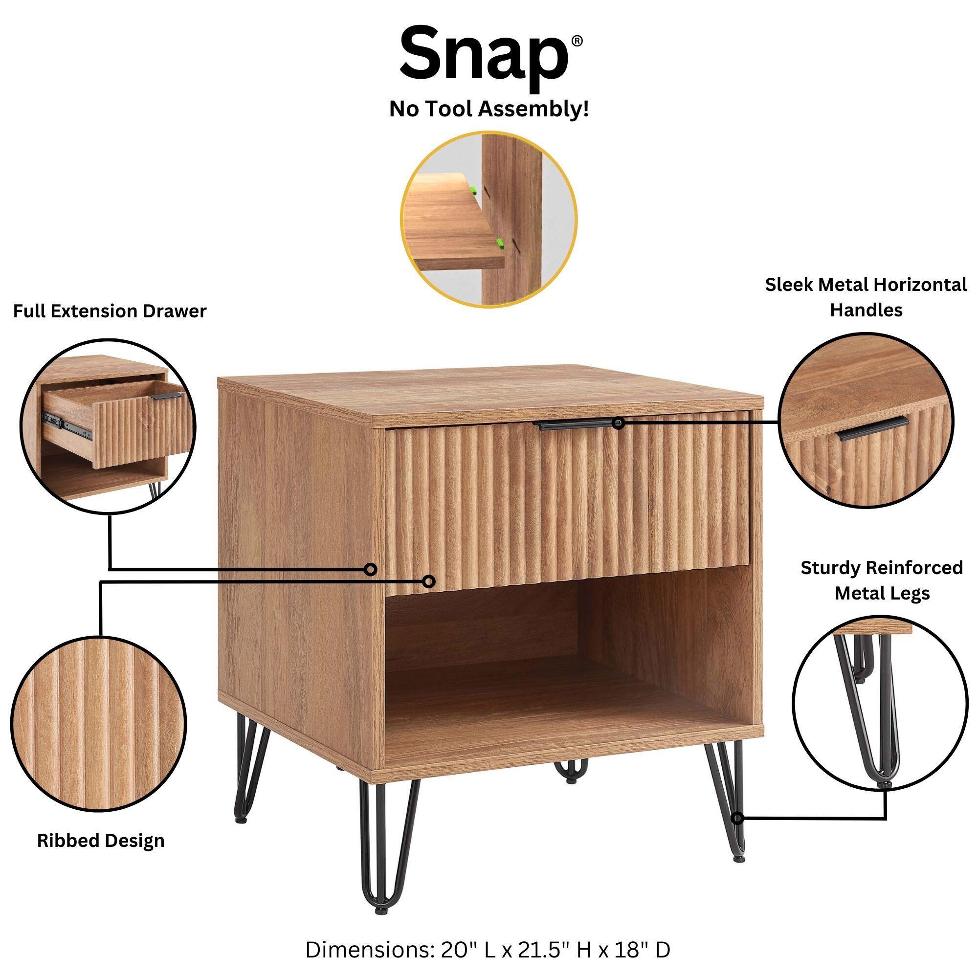 Manhattan Comfort DUMBO 20" 1 Drawer Nightstand, Golden Brown, large