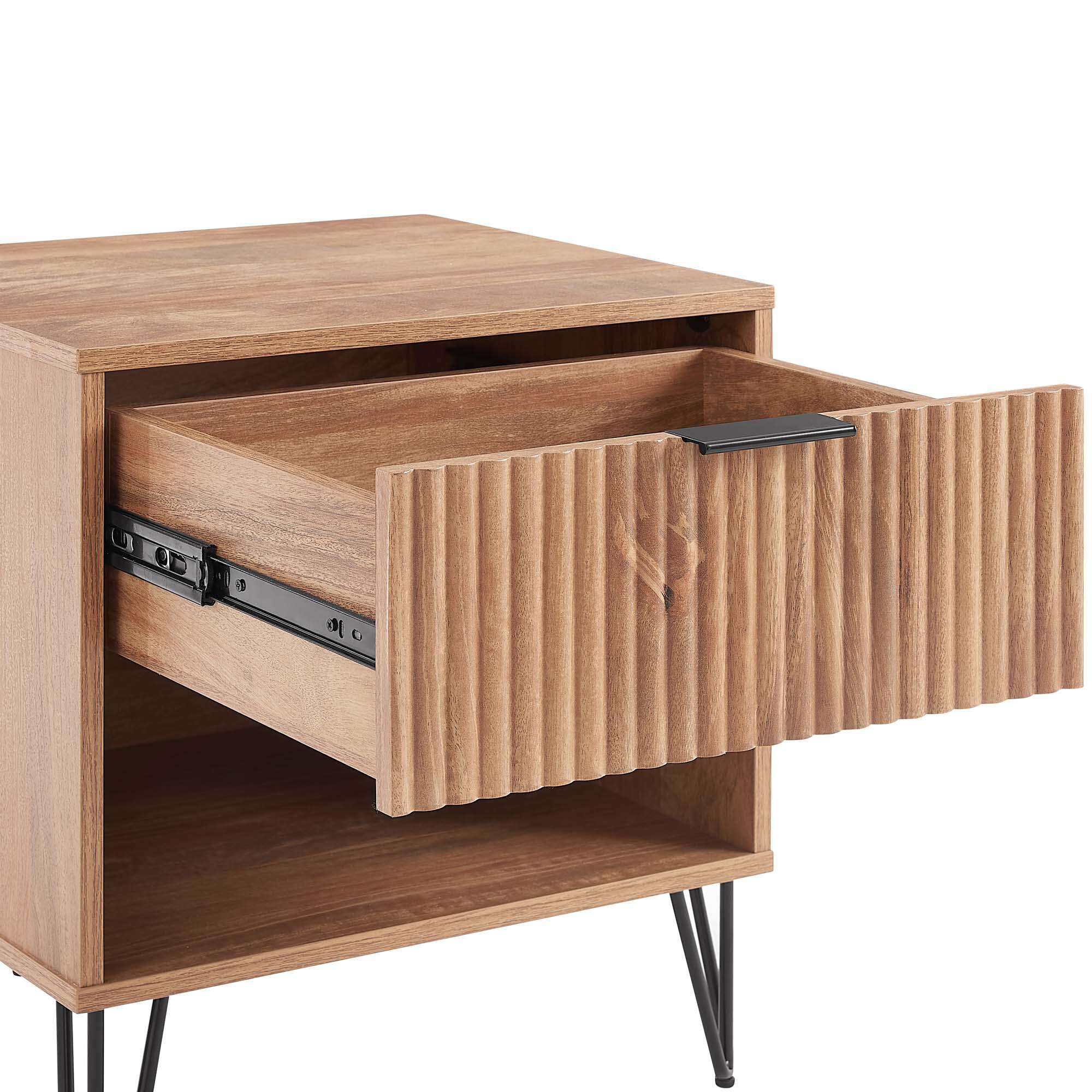 Manhattan Comfort DUMBO 20" 1 Drawer Nightstand, Golden Brown, large