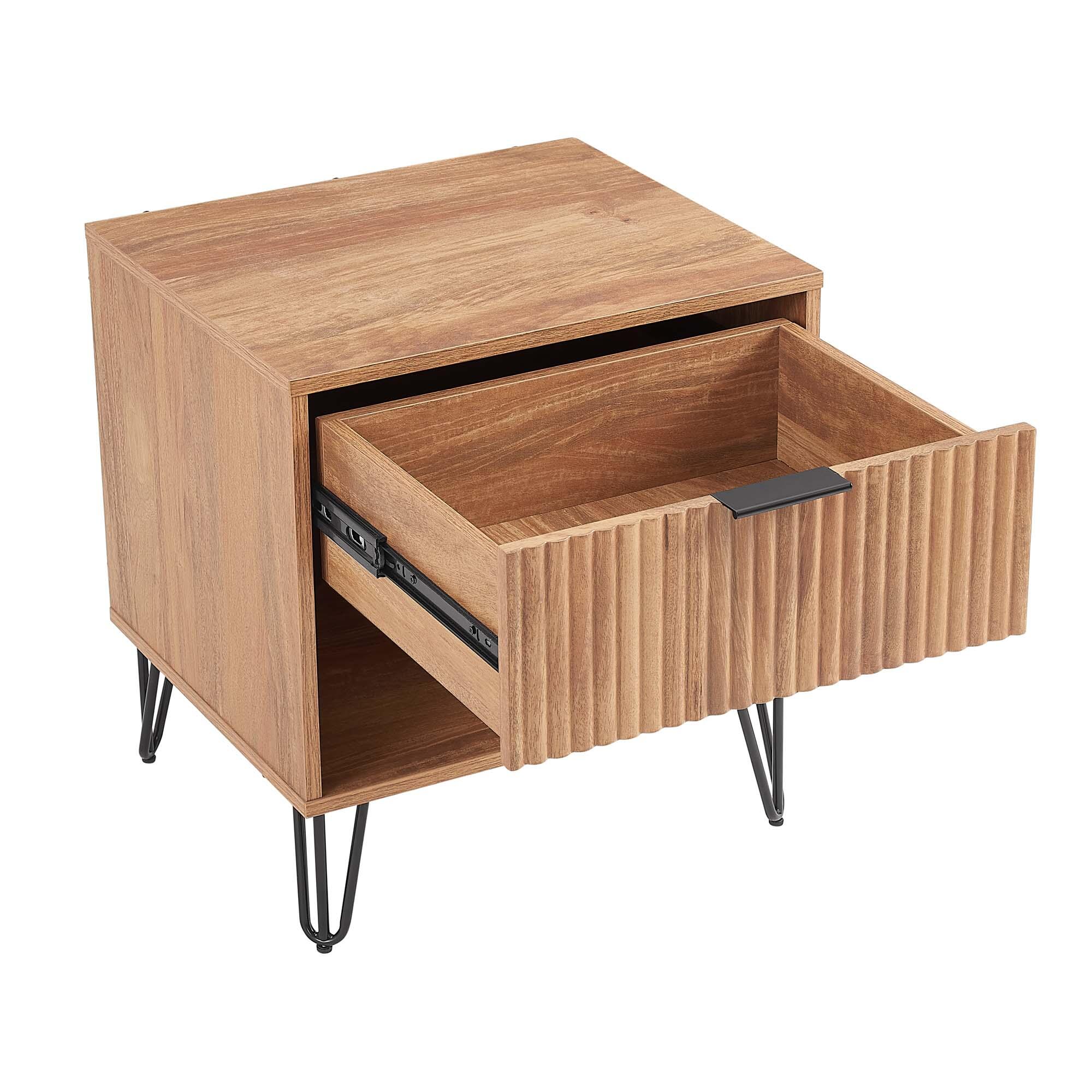 Manhattan Comfort DUMBO 20" 1 Drawer Nightstand, Golden Brown, large