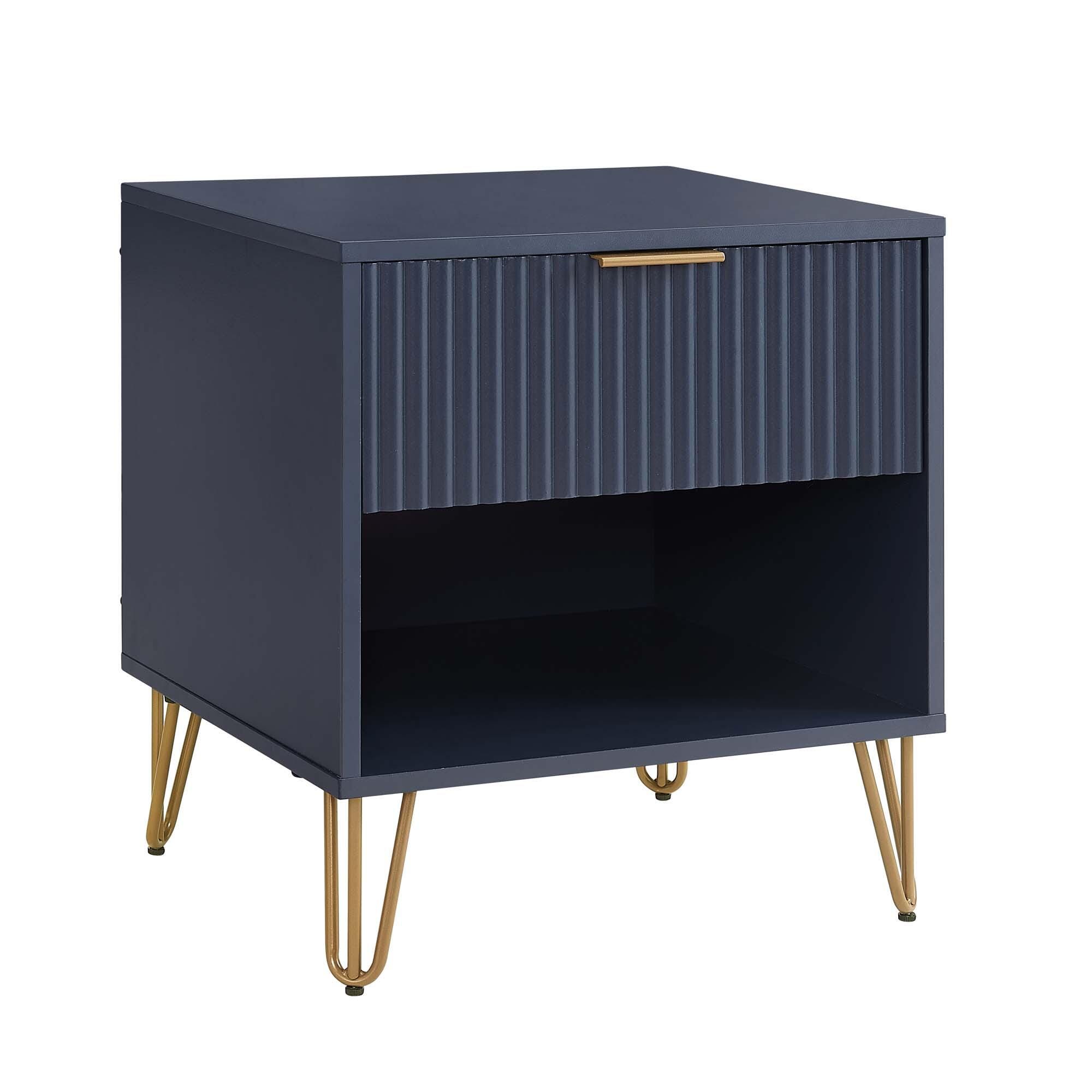 Manhattan Comfort DUMBO 20" 1 Drawer Nightstand, Midnight Blue, large