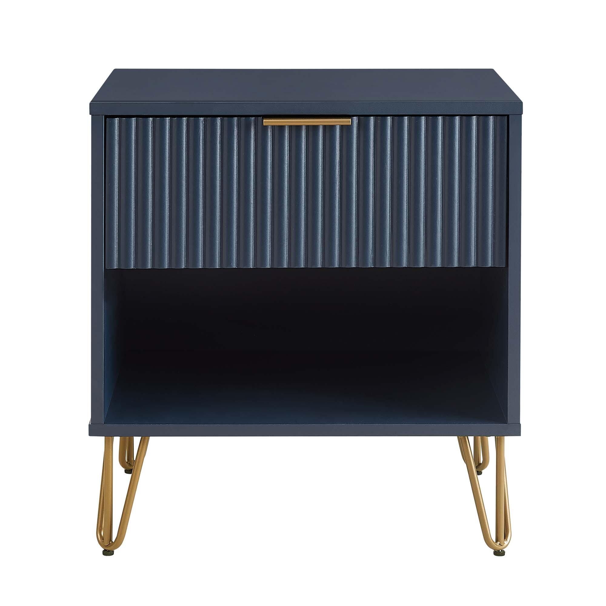 Manhattan Comfort DUMBO 20" 1 Drawer Nightstand, Midnight Blue, large