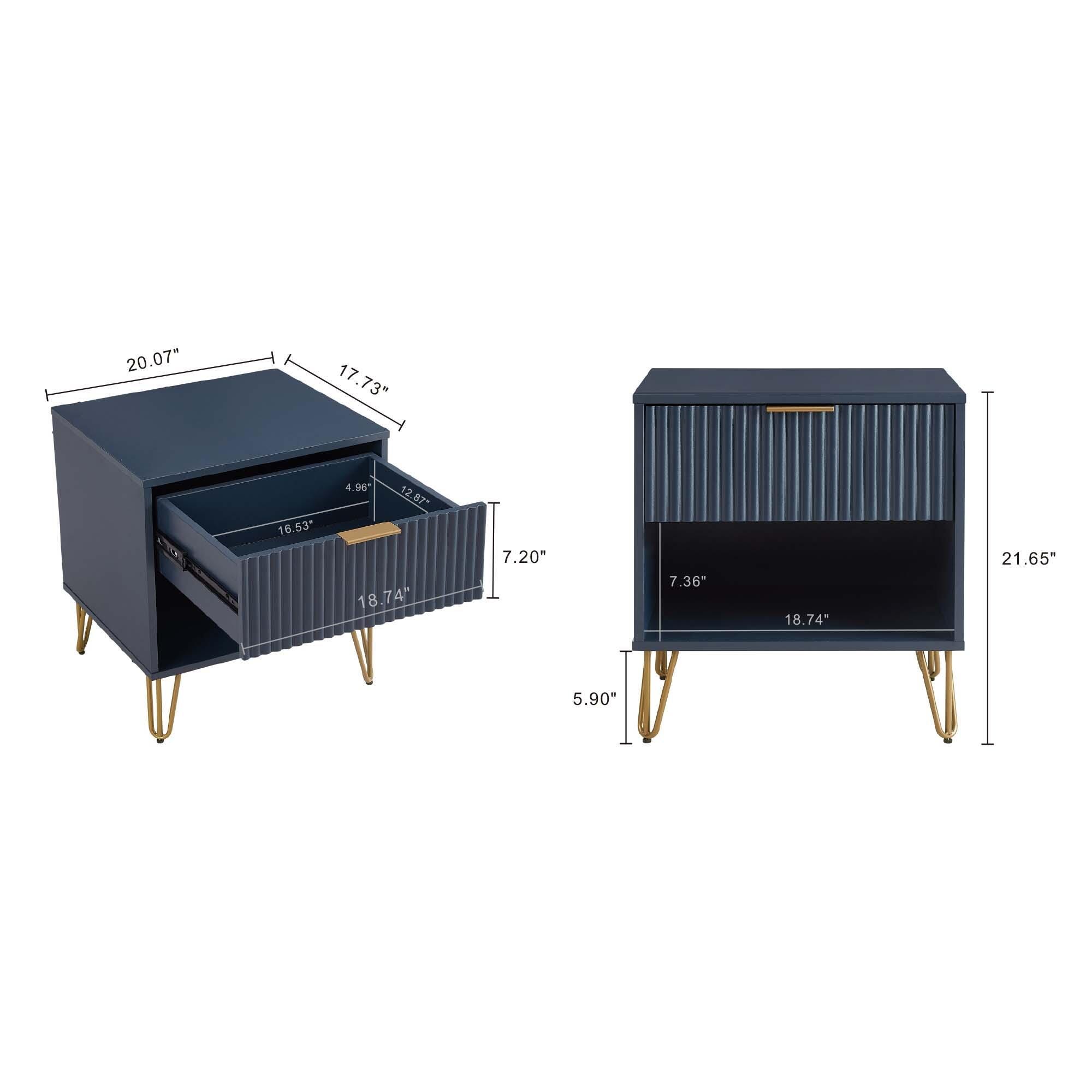 Manhattan Comfort DUMBO 20" 1 Drawer Nightstand, Midnight Blue, large