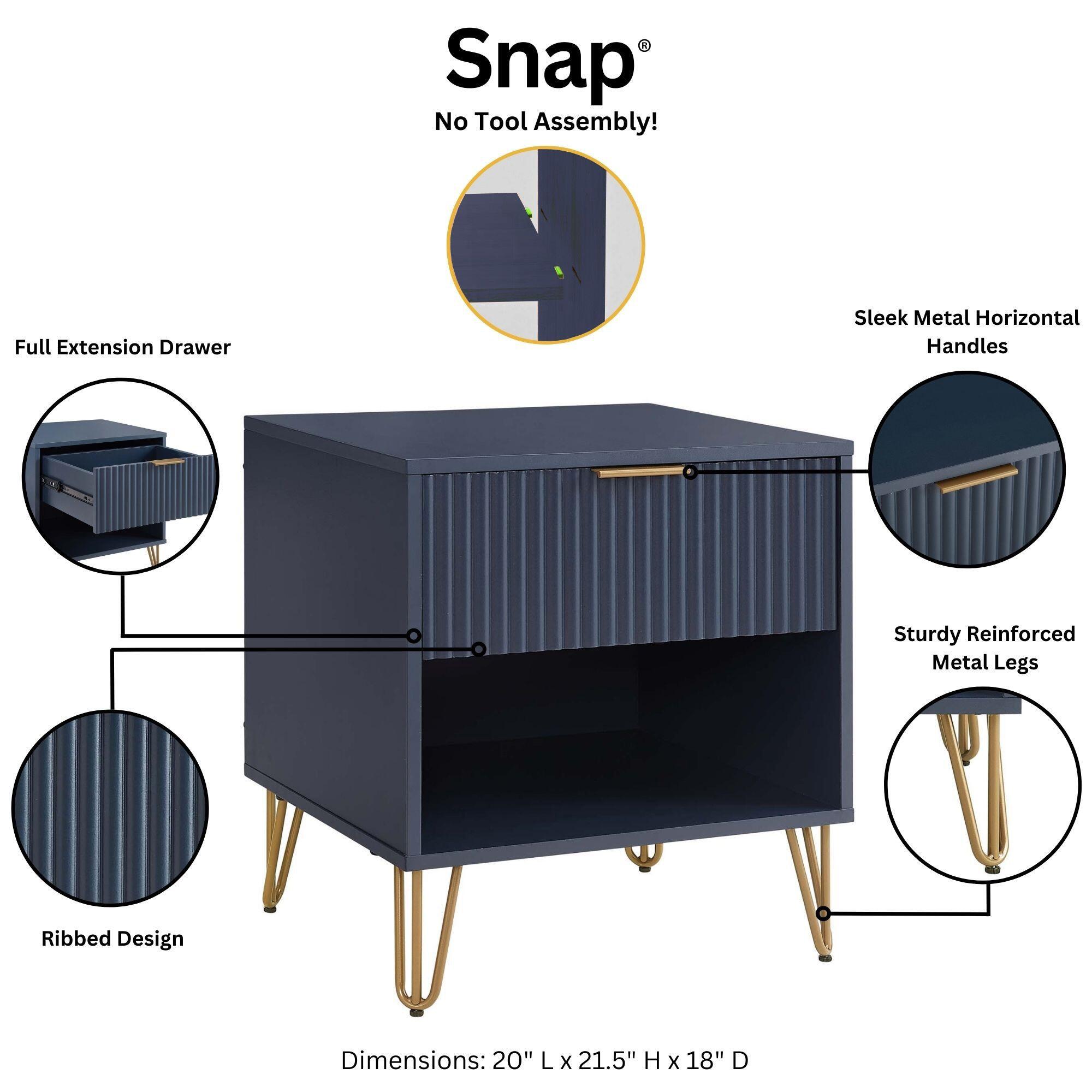 Manhattan Comfort DUMBO 20" 1 Drawer Nightstand, Midnight Blue, large