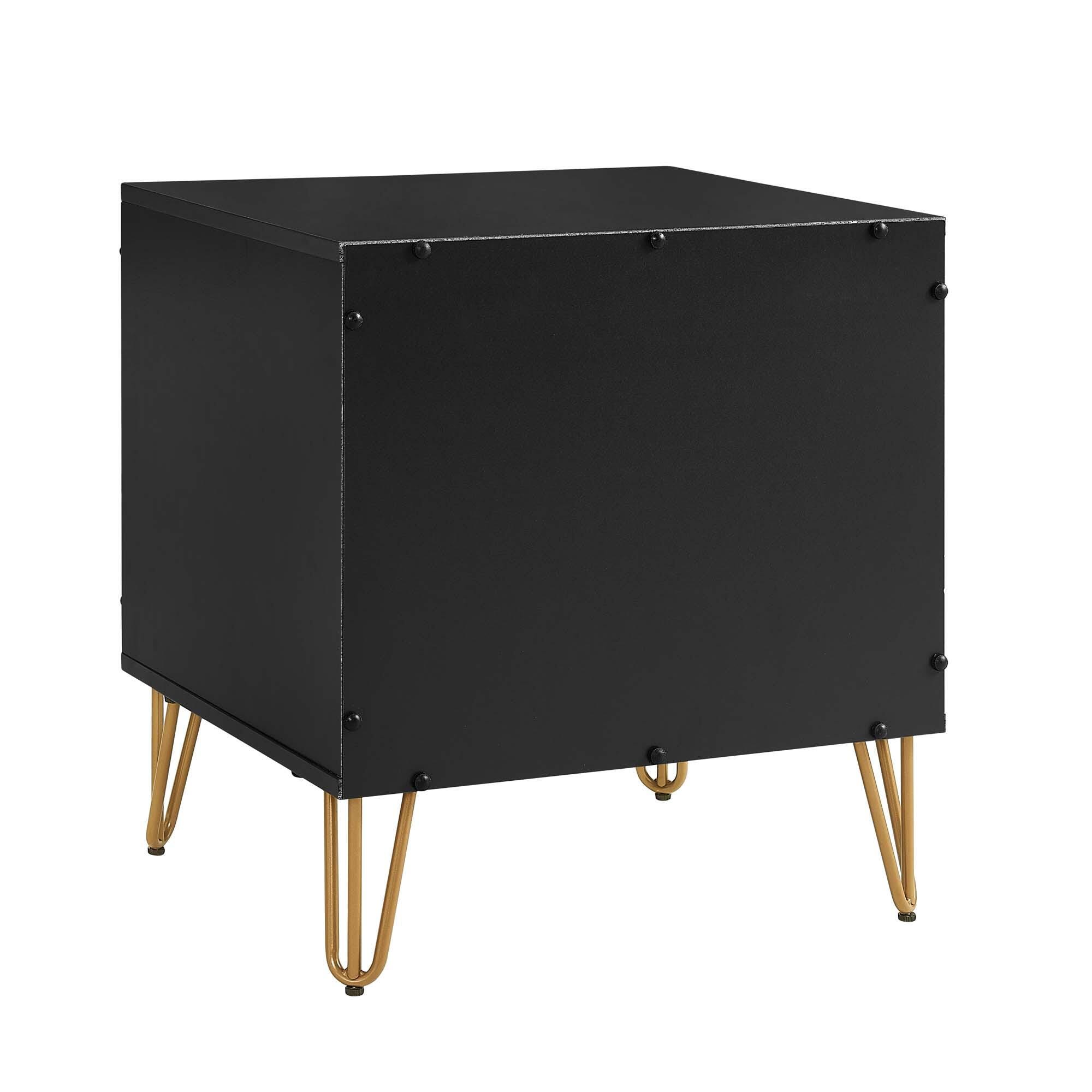 Manhattan Comfort DUMBO 20" 1 Drawer Nightstand, Black, large