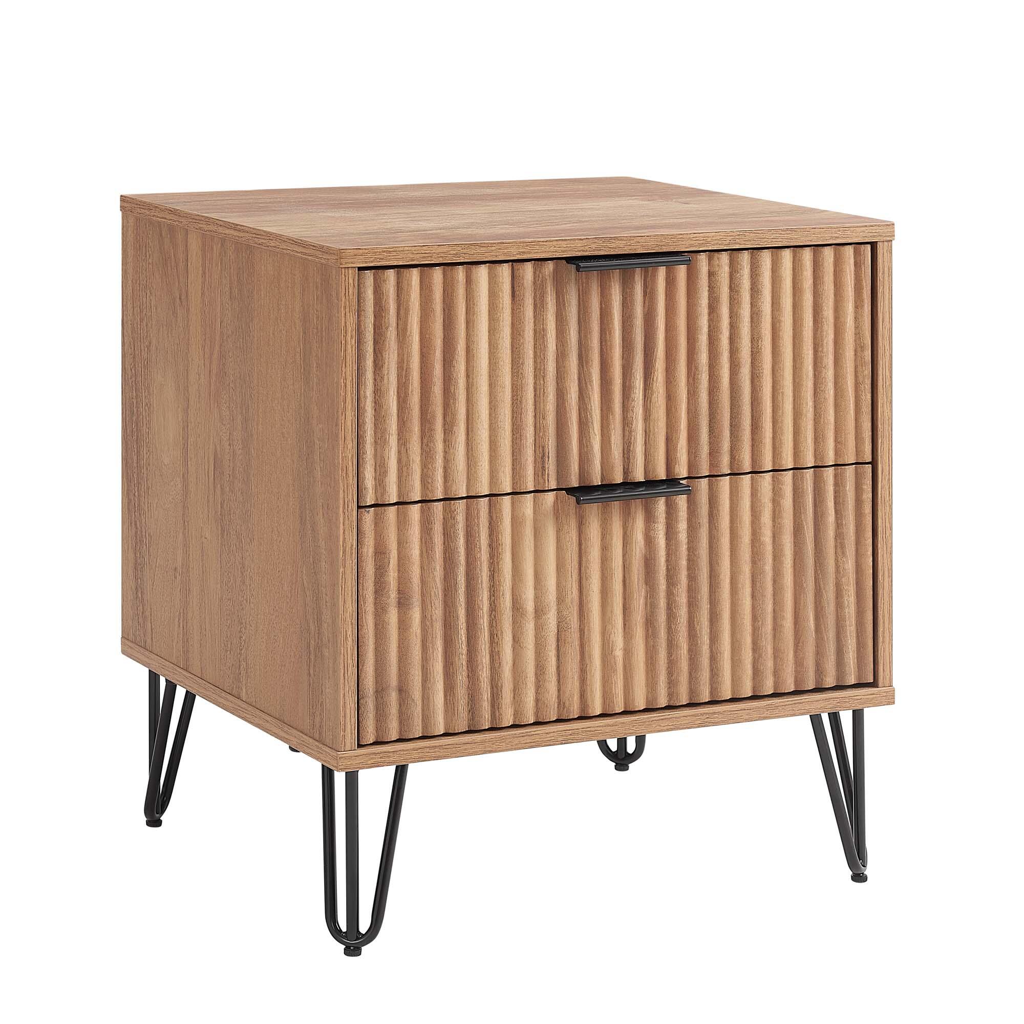 Manhattan Comfort DUMBO 20" 2 Drawer Nightstand, Golden Brown, large