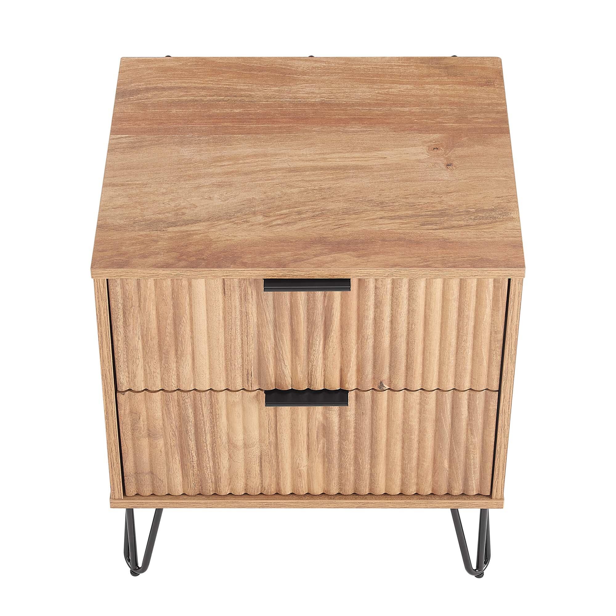 Manhattan Comfort DUMBO 20" 2 Drawer Nightstand, Golden Brown, large